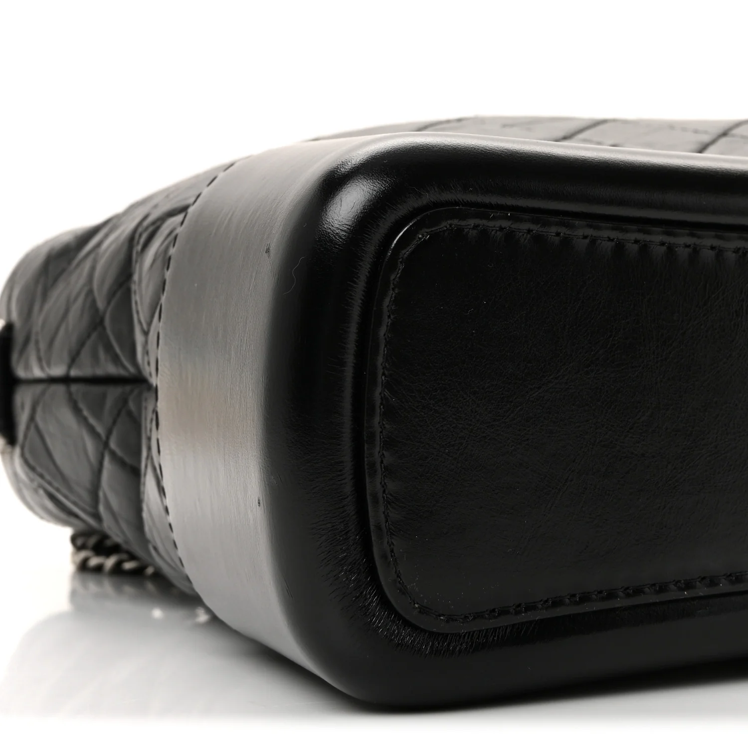 Aged Calfskin Quilted Large Gabrielle Hobo Black - Image 8