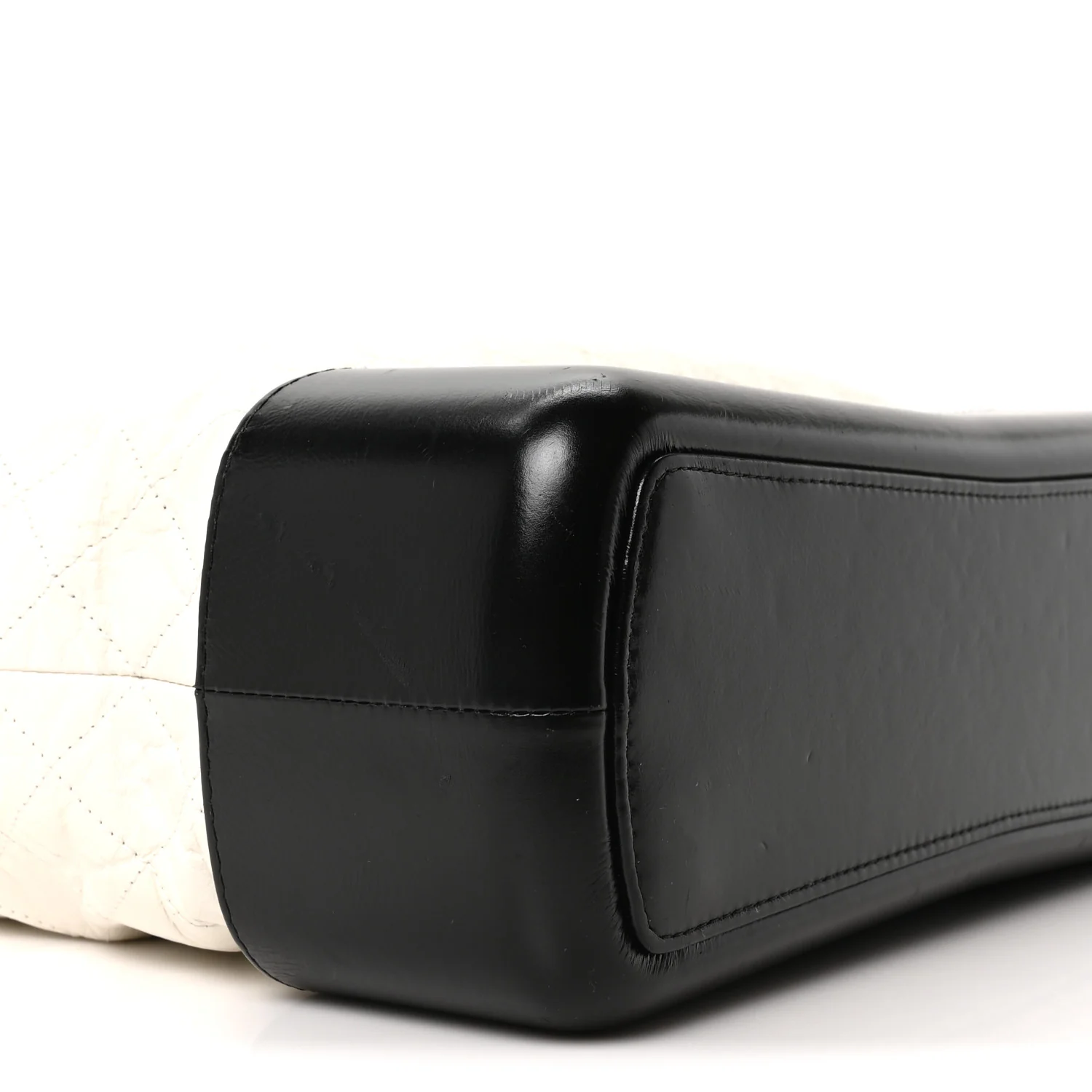 Aged Calfskin Quilted Large Gabrielle Shopping Tote White Black - Image 9