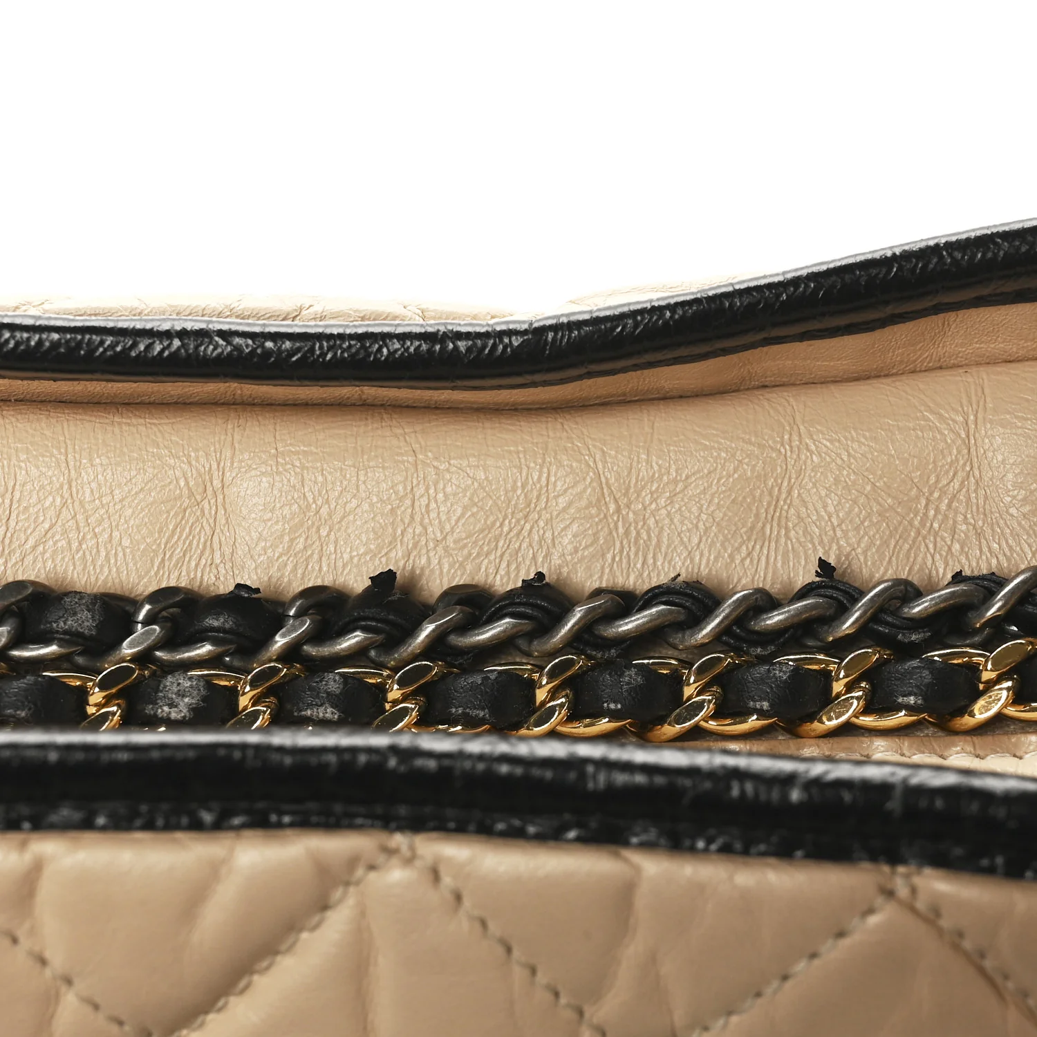 Aged Calfskin Quilted Medium Gabrielle Hobo Beige Black - Image 11