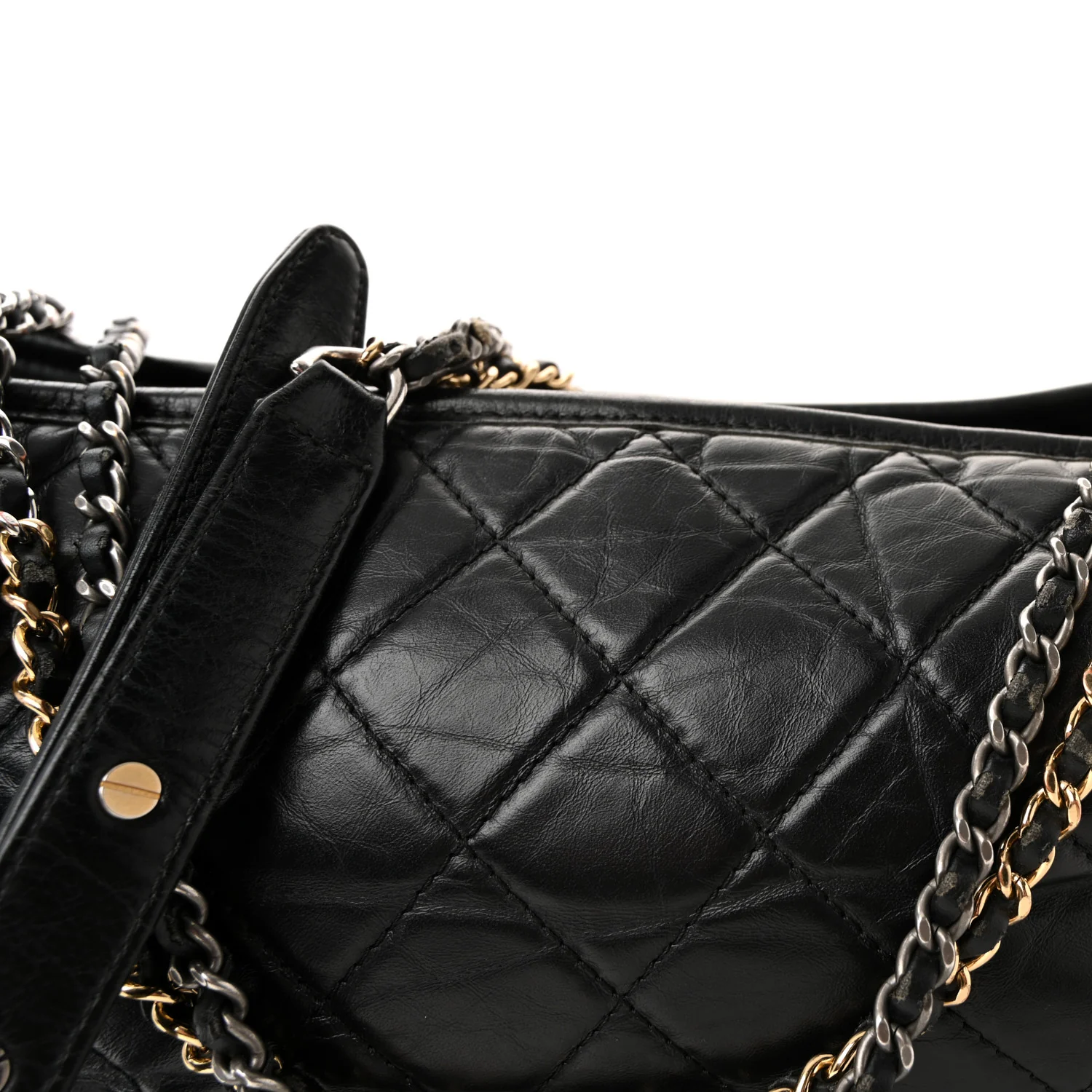 Aged Calfskin Quilted Medium Gabrielle Hobo Black - Image 8