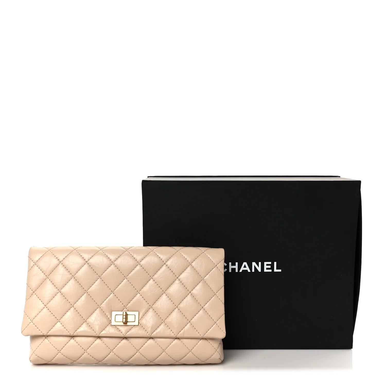 Aged Calfskin Quilted Reissue 2.55 Clutch Beige - Image 9