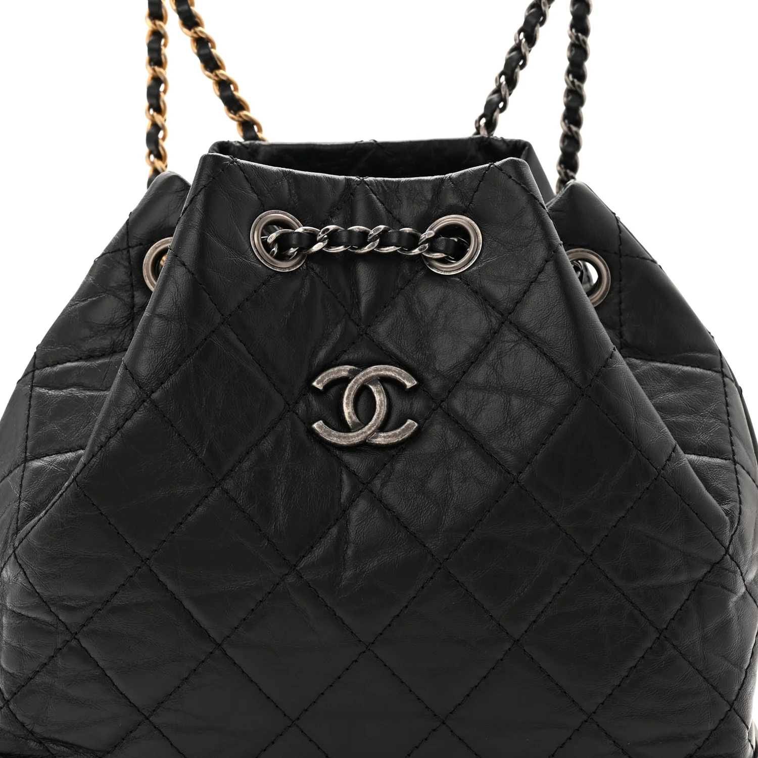 Aged Calfskin Quilted Small Gabrielle Backpack Black - Image 8