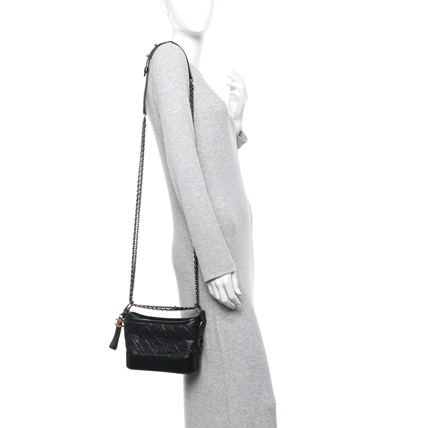 Aged Calfskin Quilted Small Gabrielle Hobo Black - Image 2