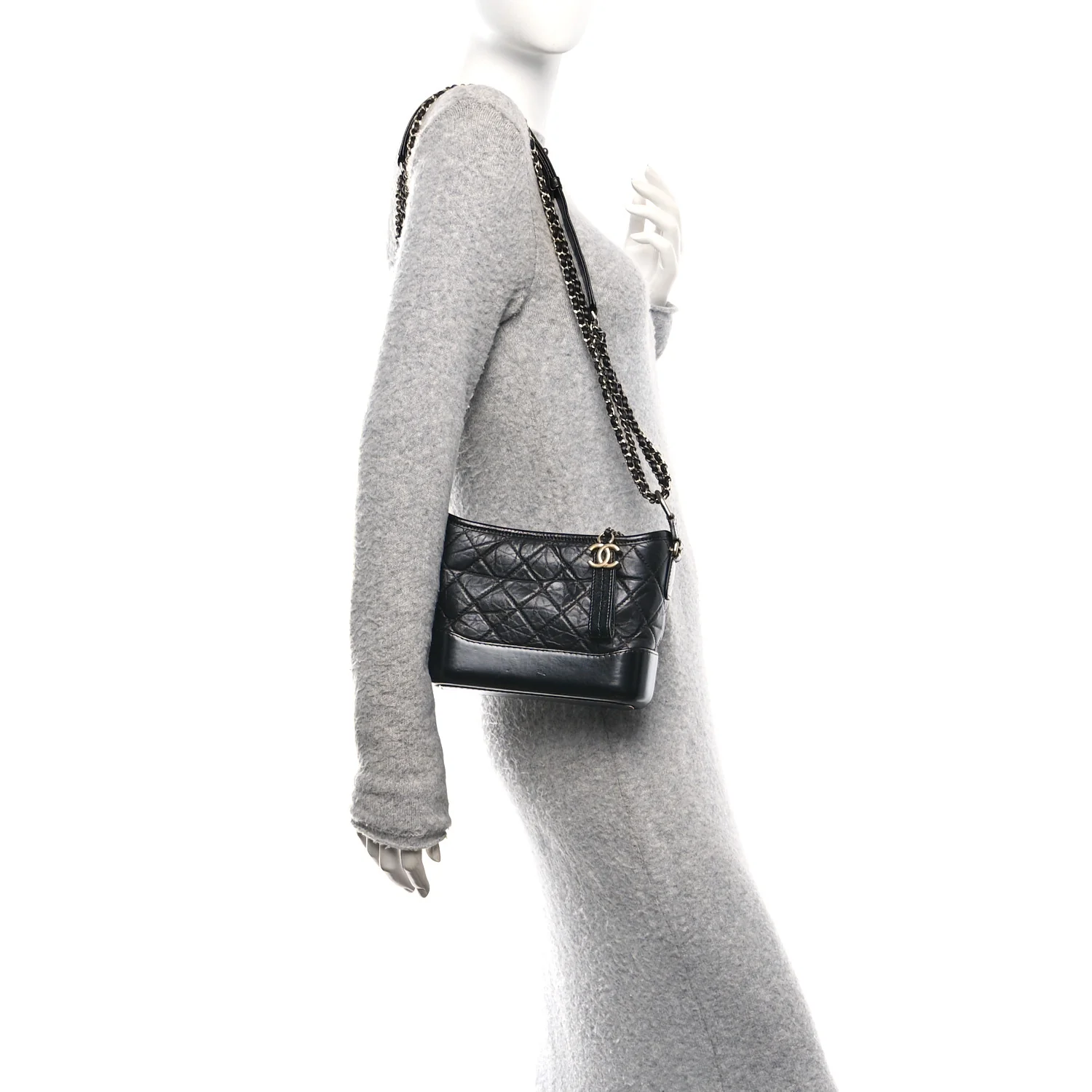 Aged Calfskin Quilted Small Gabrielle Hobo Black - Image 2