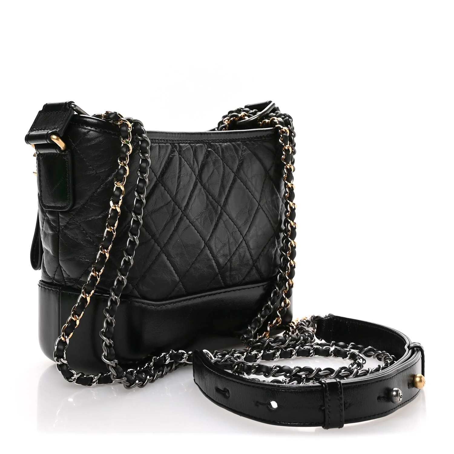Aged Calfskin Quilted Small Gabrielle Hobo Black - Image 3