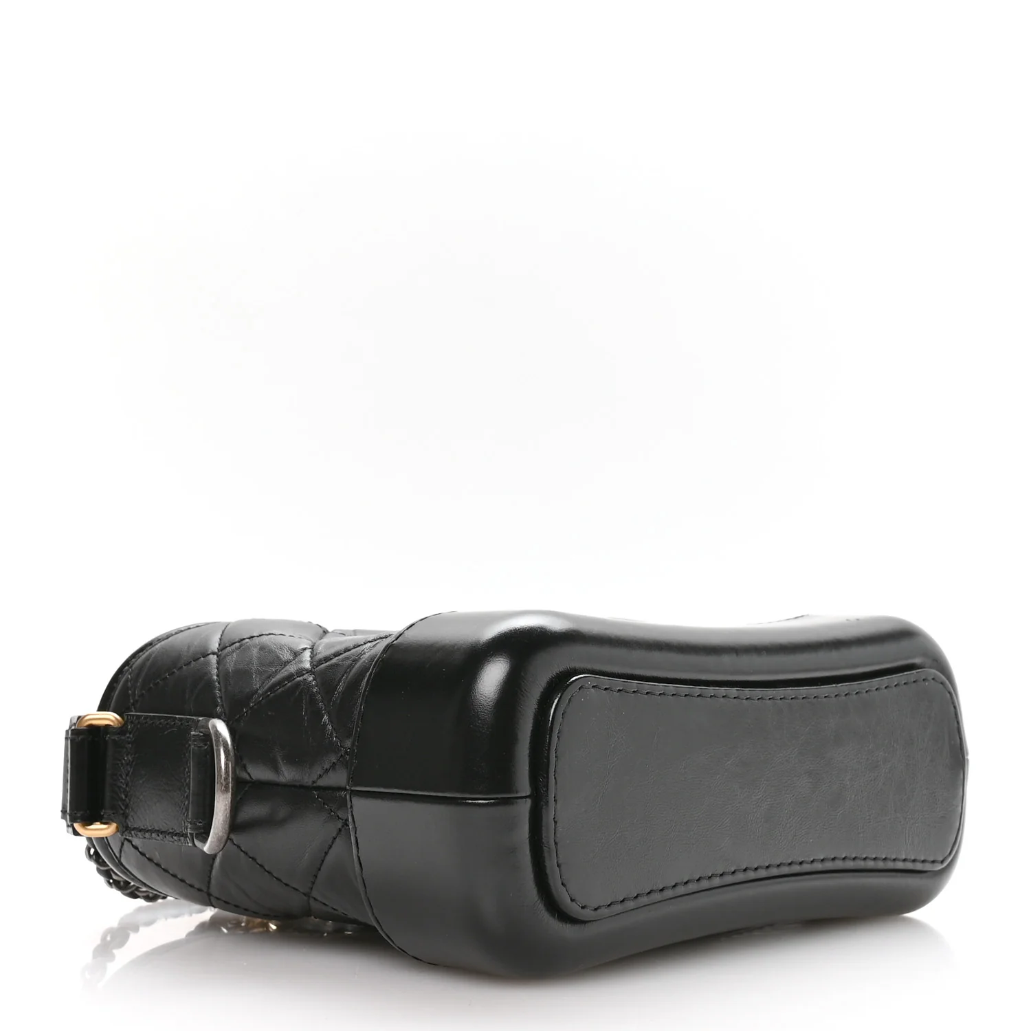 Aged Calfskin Quilted Small Gabrielle Logo Hobo Black - Image 4