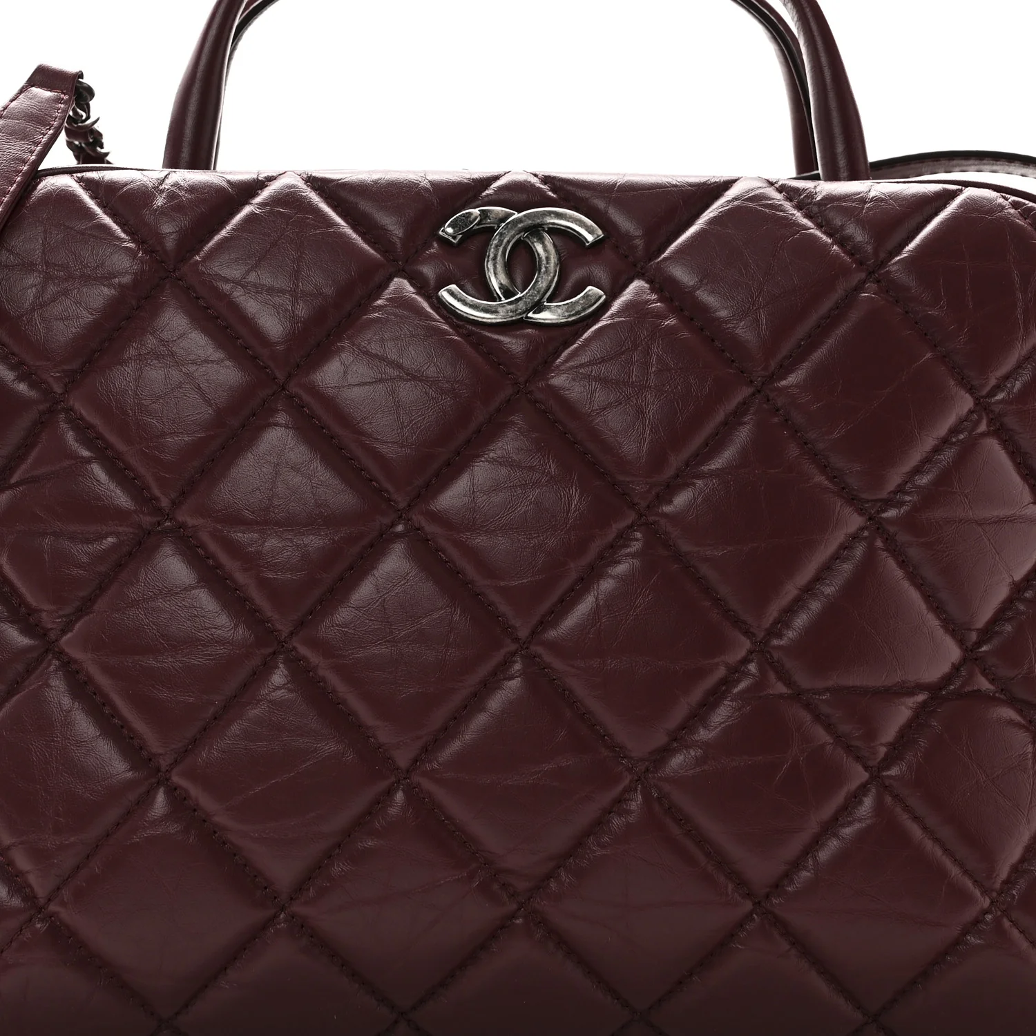Aged Calfskin Small Bowling Bag Burgundy - Image 8