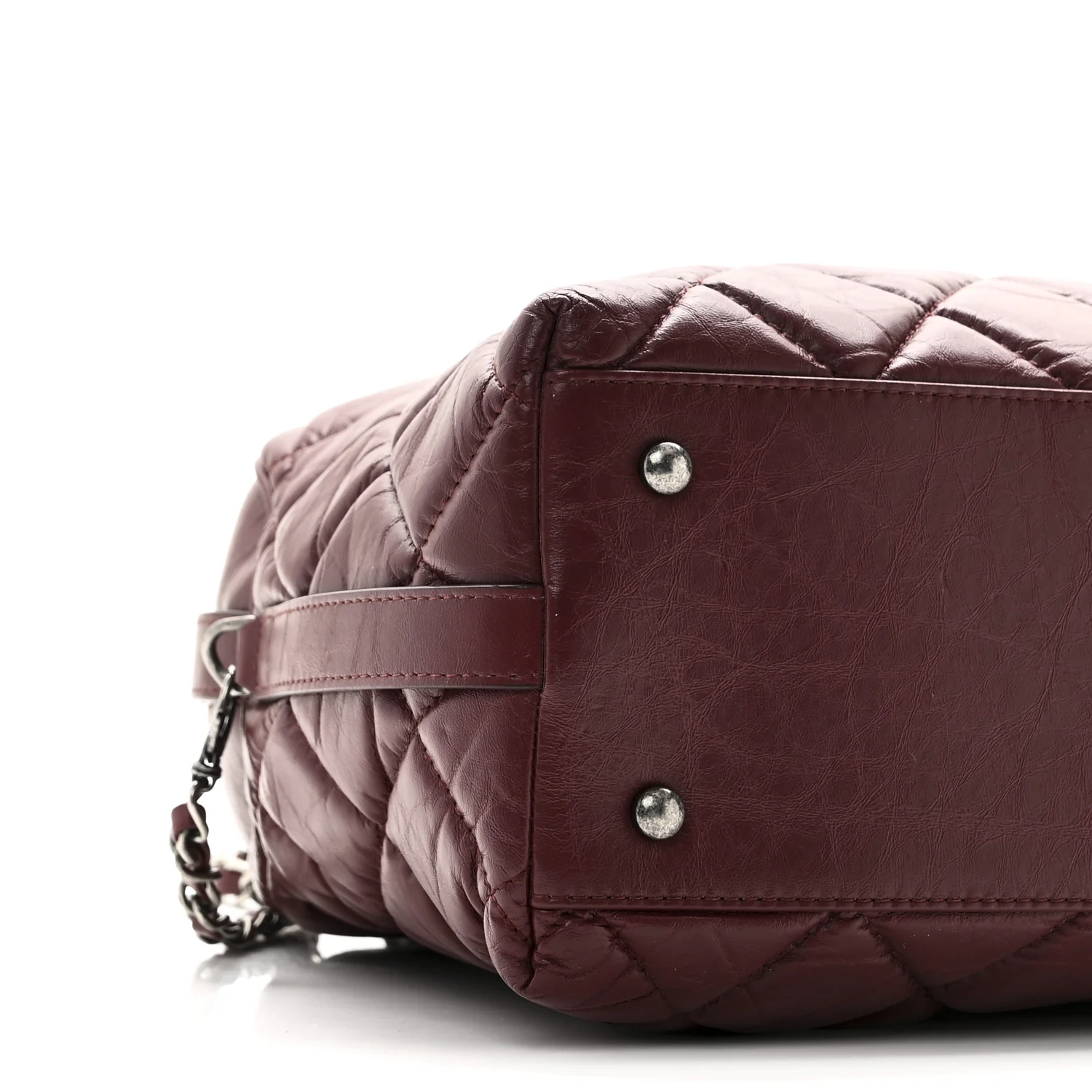 Aged Calfskin Small Bowling Bag Burgundy - Image 9