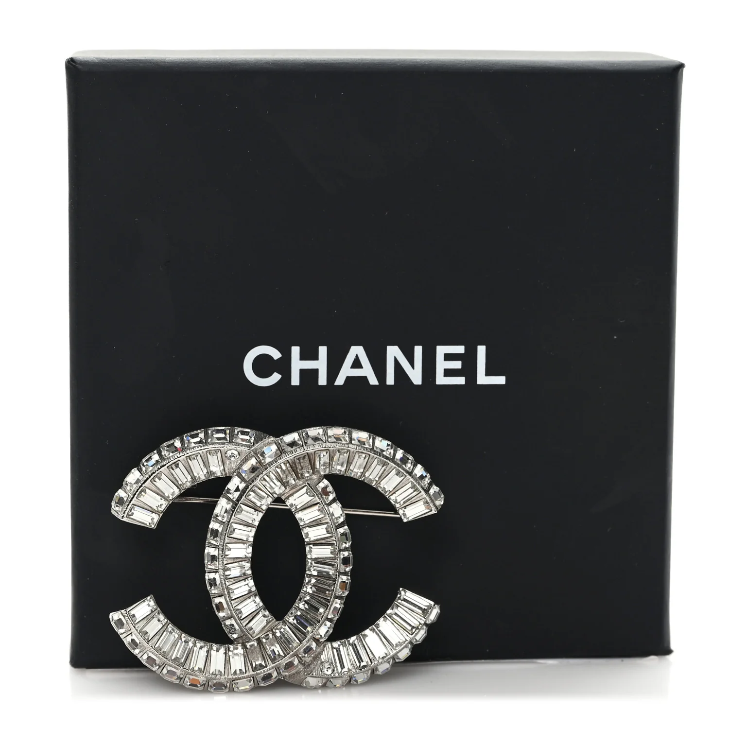 Baguette Crystal CC Brooch Silver - Image 4