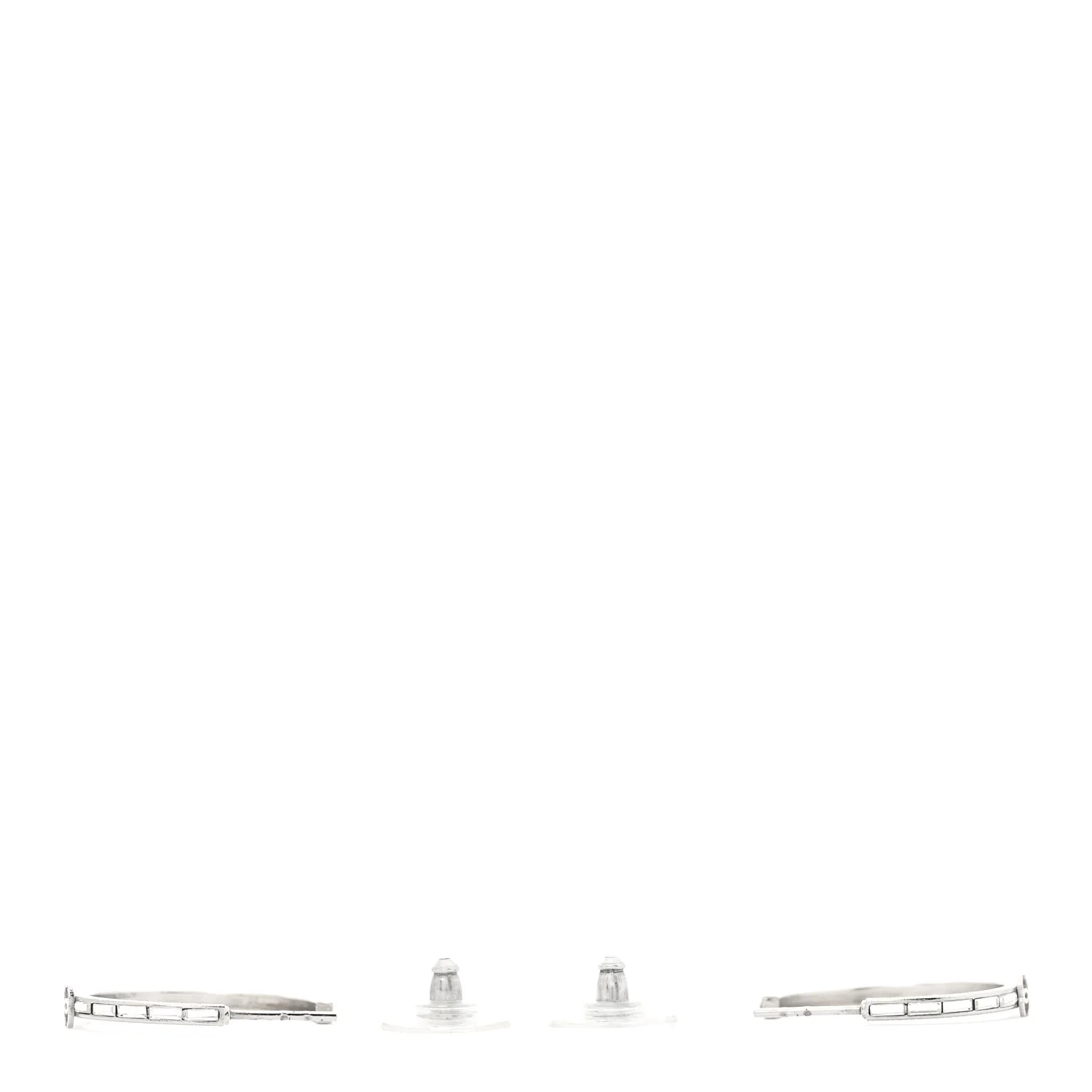 Baguette Crystal CC Hoop Earrings Silver - Image 3