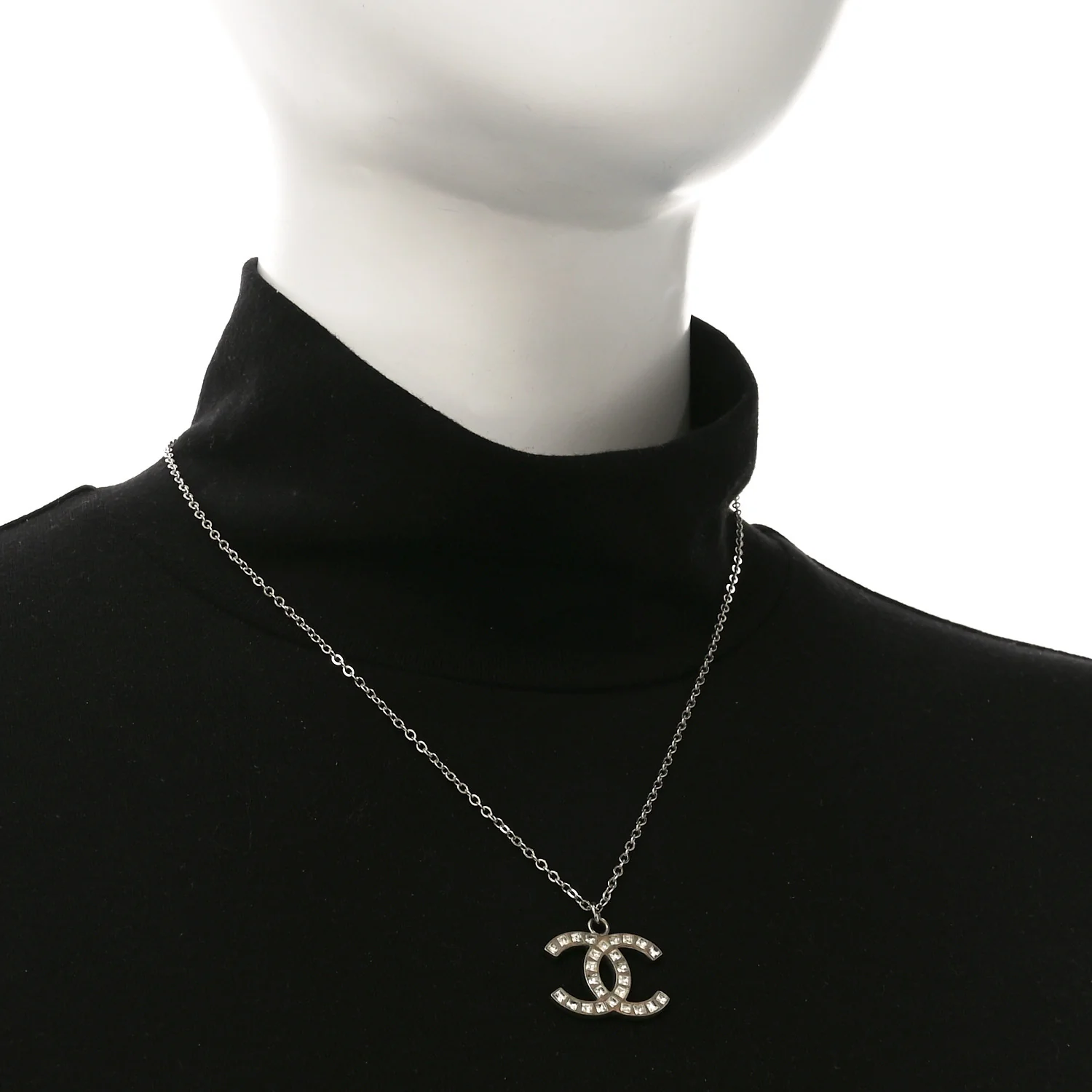 Baguette Crystal CC Necklace Silver - Image 2