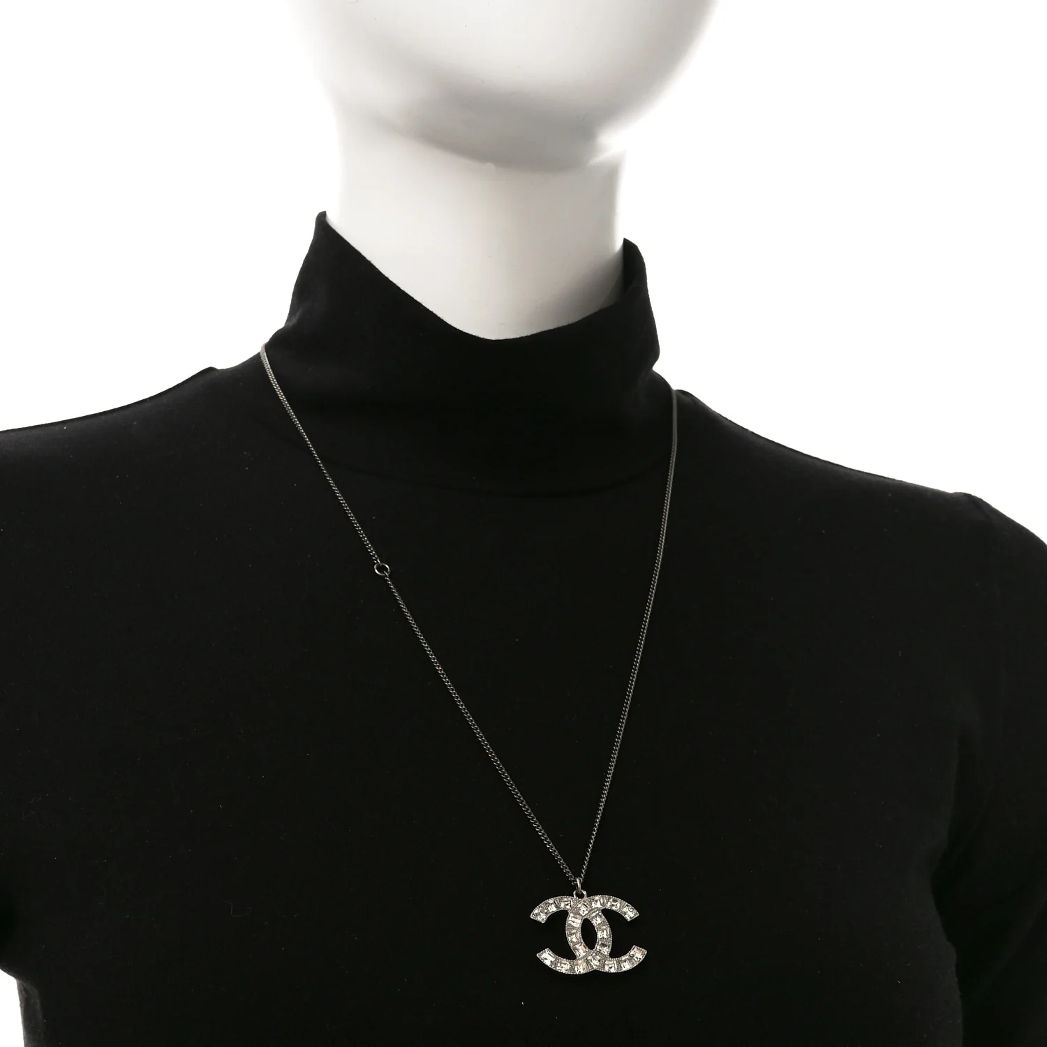 Baguette Crystal CC Necklace Silver - Image 2