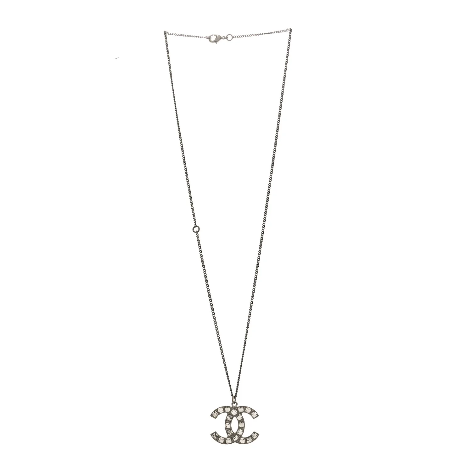 Baguette Crystal CC Necklace Silver - Image 3