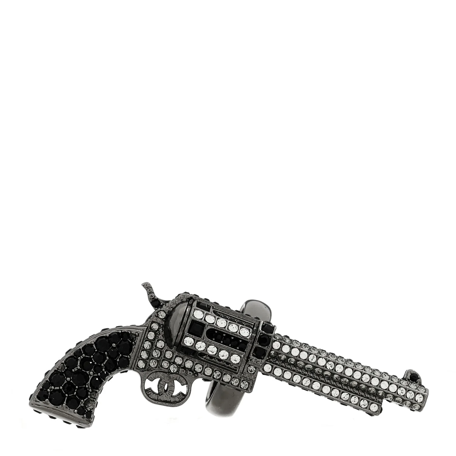 Baguette Crystal Ruthenium CC Paris Dallas Gun Ring 52 6