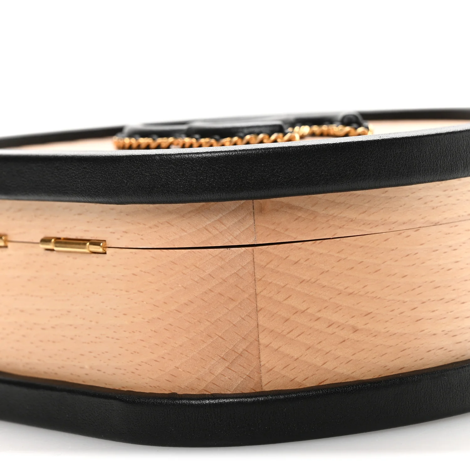 Beech Wood Lambskin Round CC Vanity Case Black - Image 10