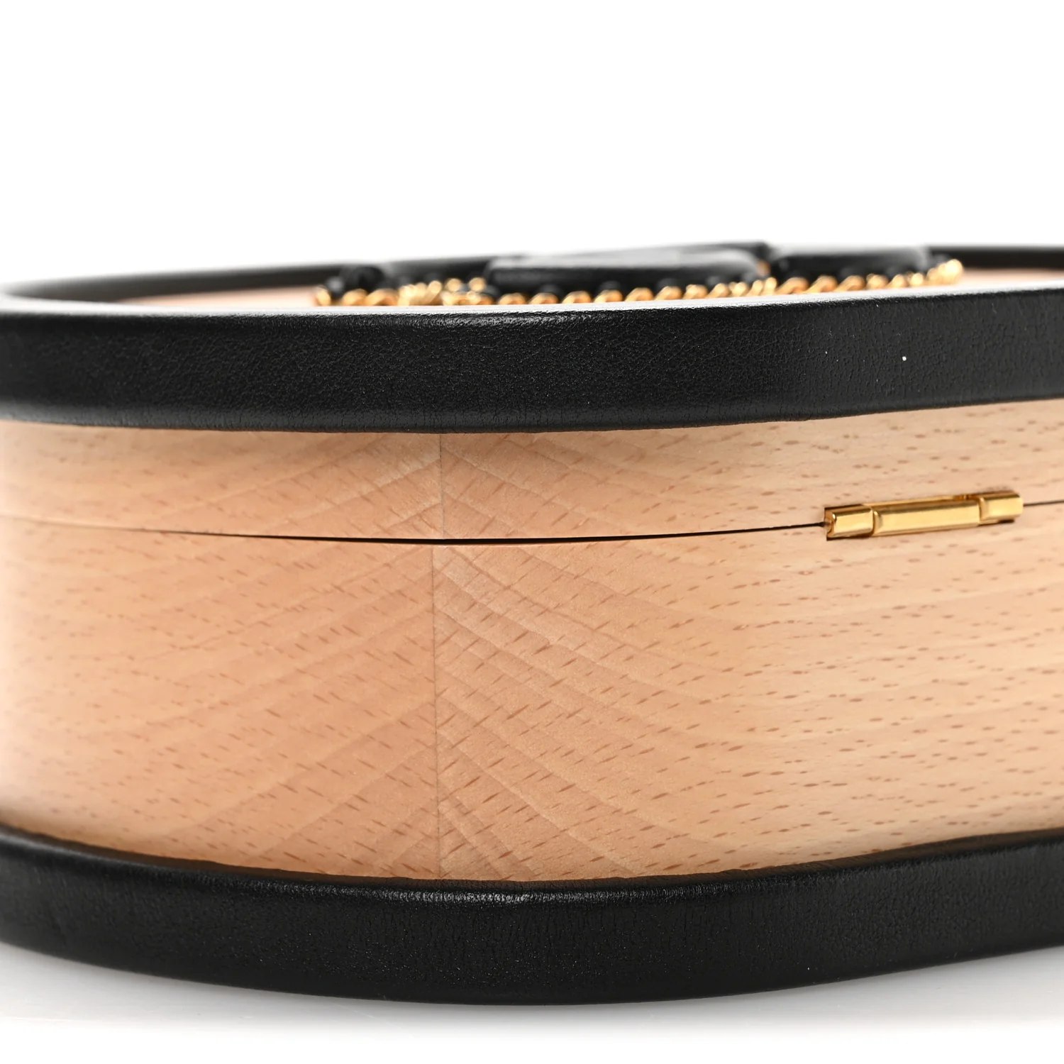 Beech Wood Lambskin Round CC Vanity Case Black - Image 9