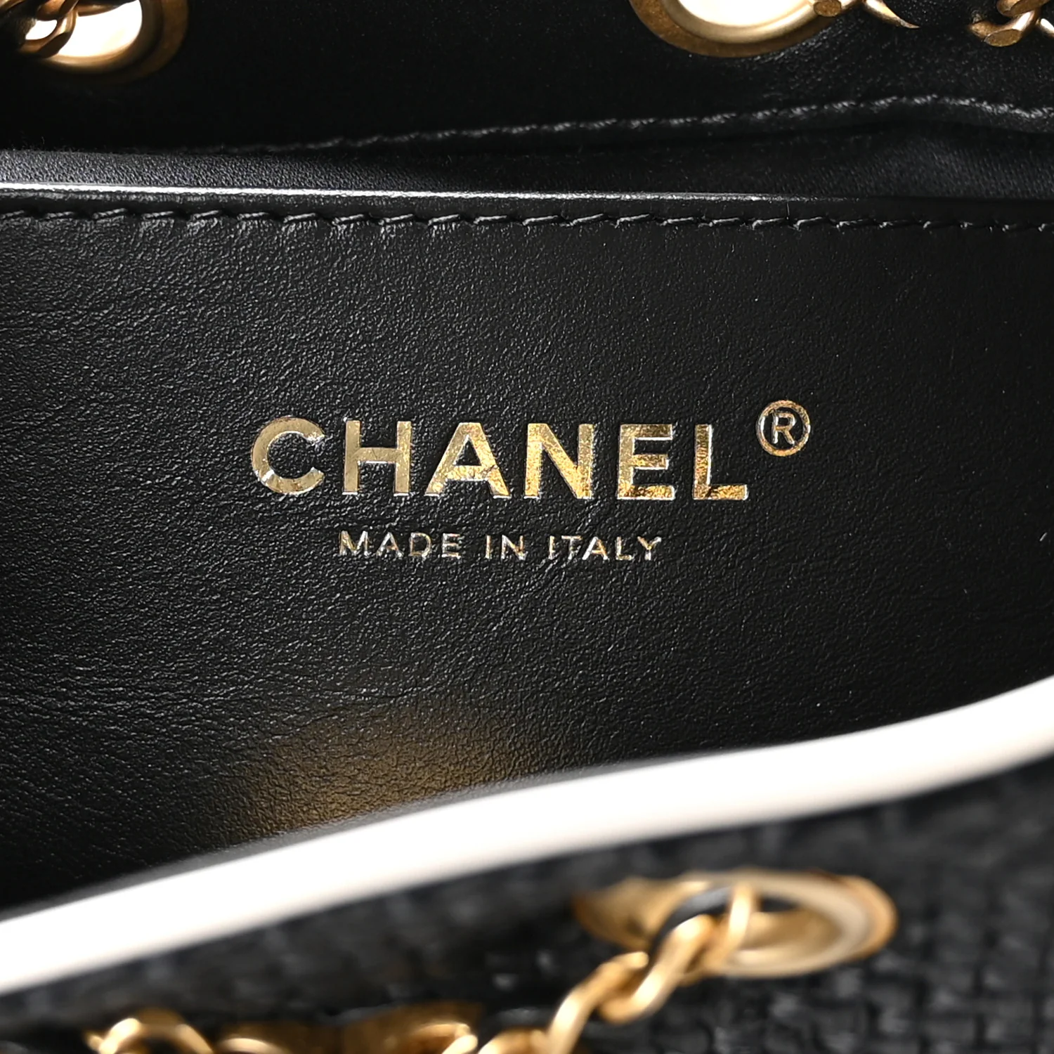 Braided Raffia Calfskin Mini Chanel 25 Handbag Black White - Image 6