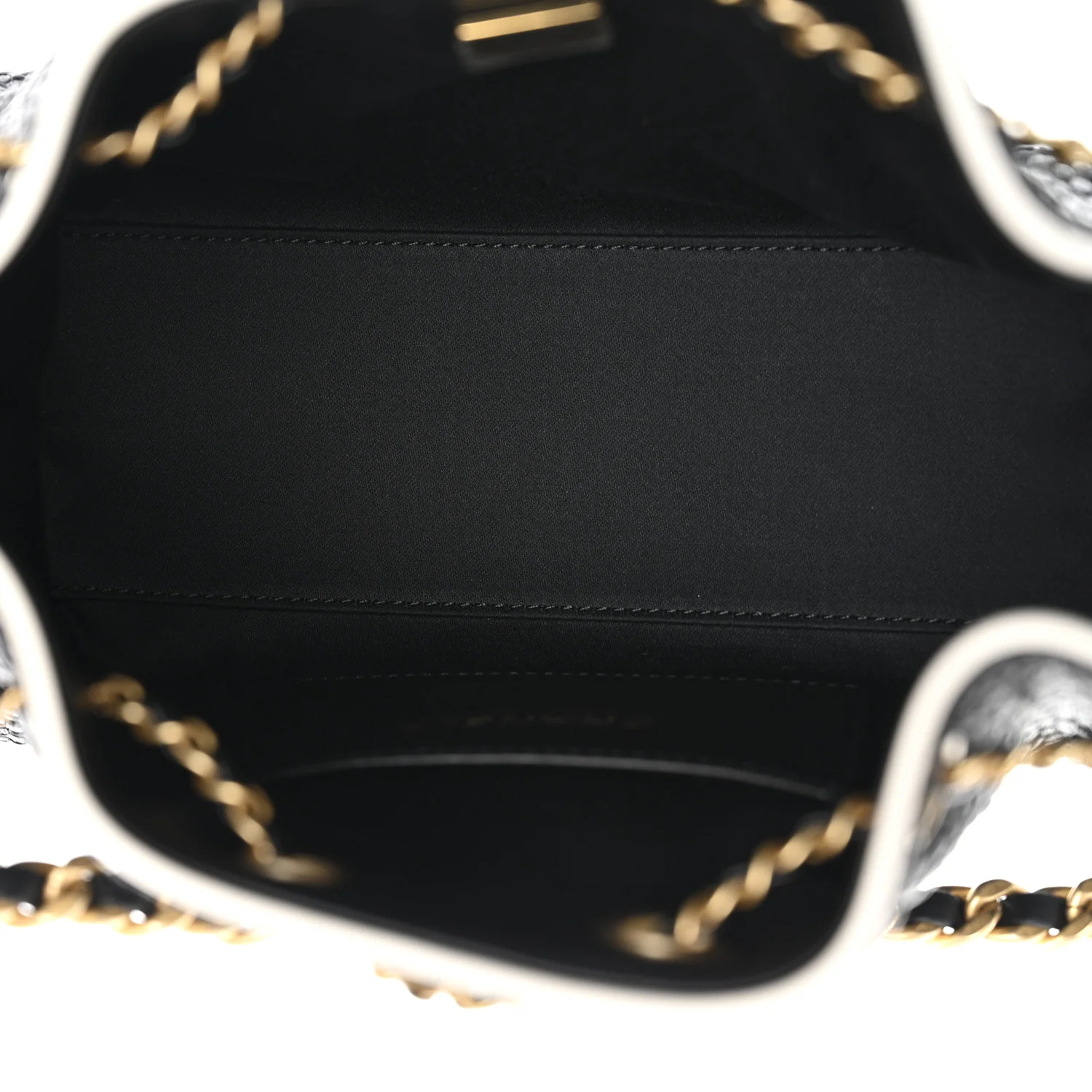 Braided Raffia Calfskin Quilted Mini Chanel 25 Handbag Black White - Image 5