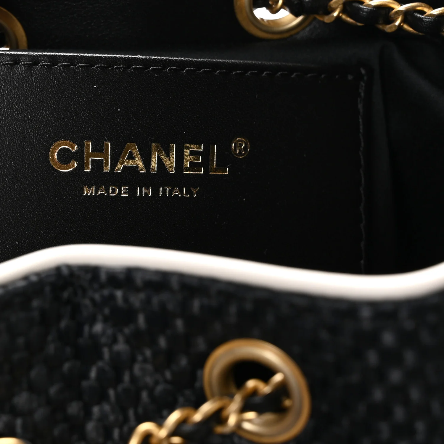Braided Raffia Calfskin Small Chanel 25 Handbag Black White - Image 6