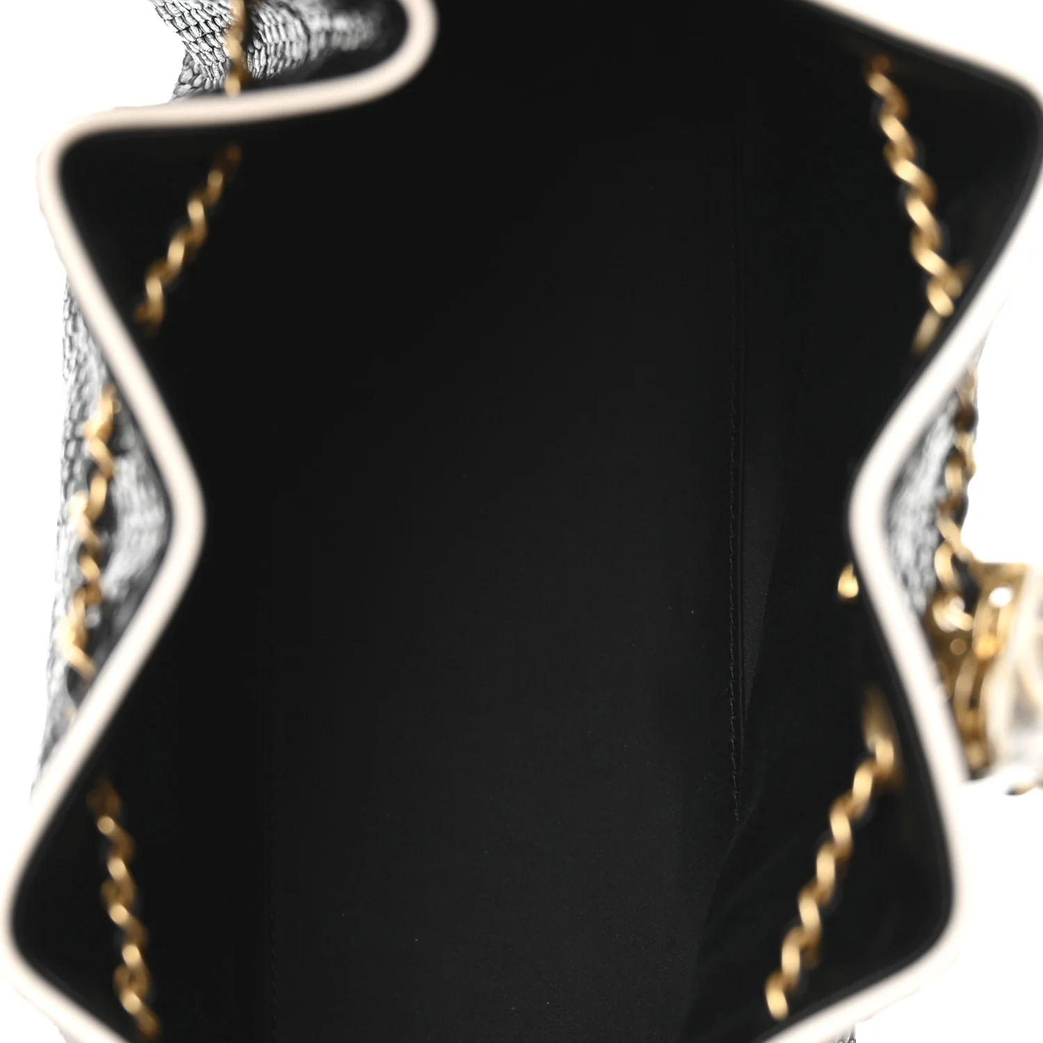 Braided Raffia Calfskin Small Chanel 25 Handbag Black White - Image 9