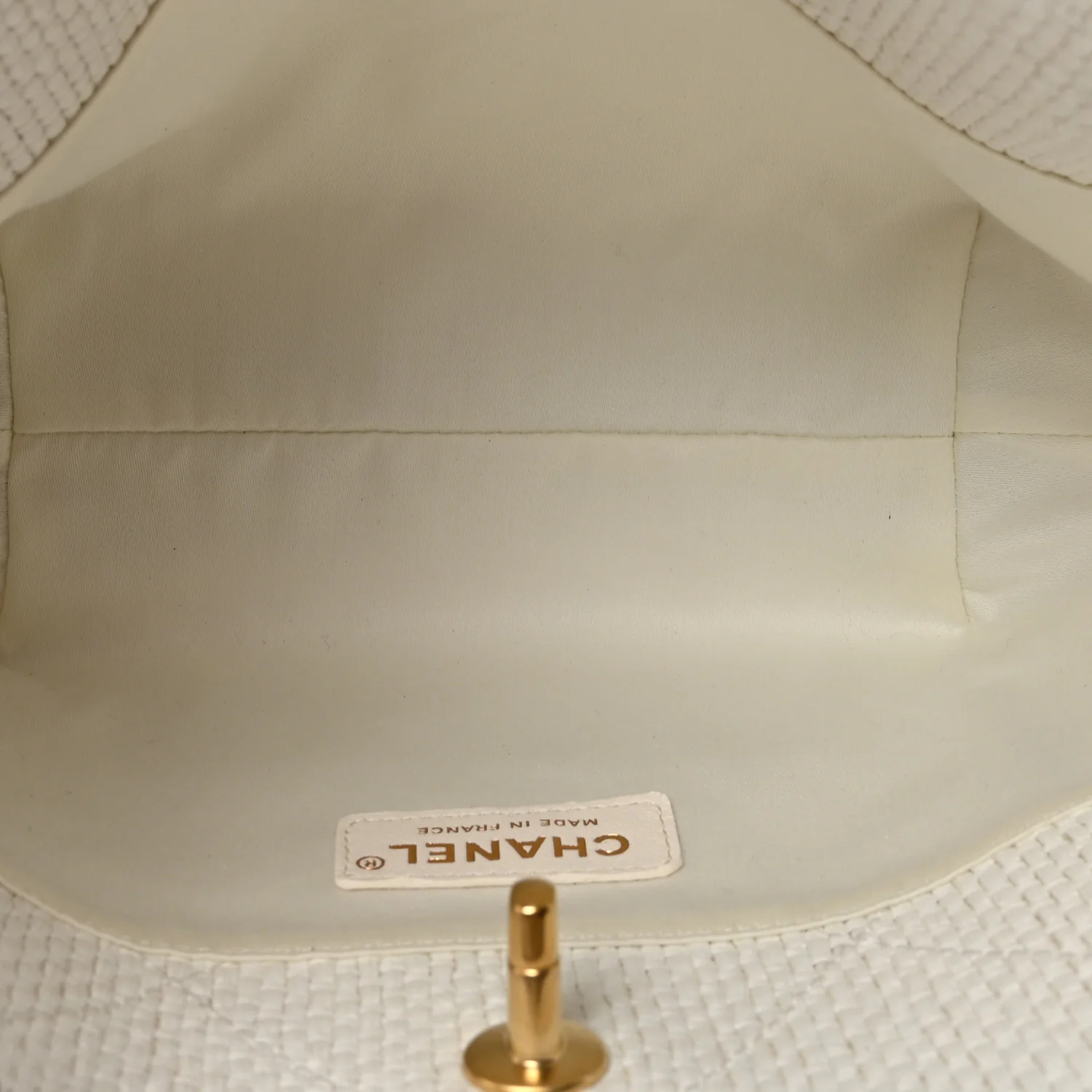 Braided Raffia Calfskin Small Shopping Bag White Black - Image 5