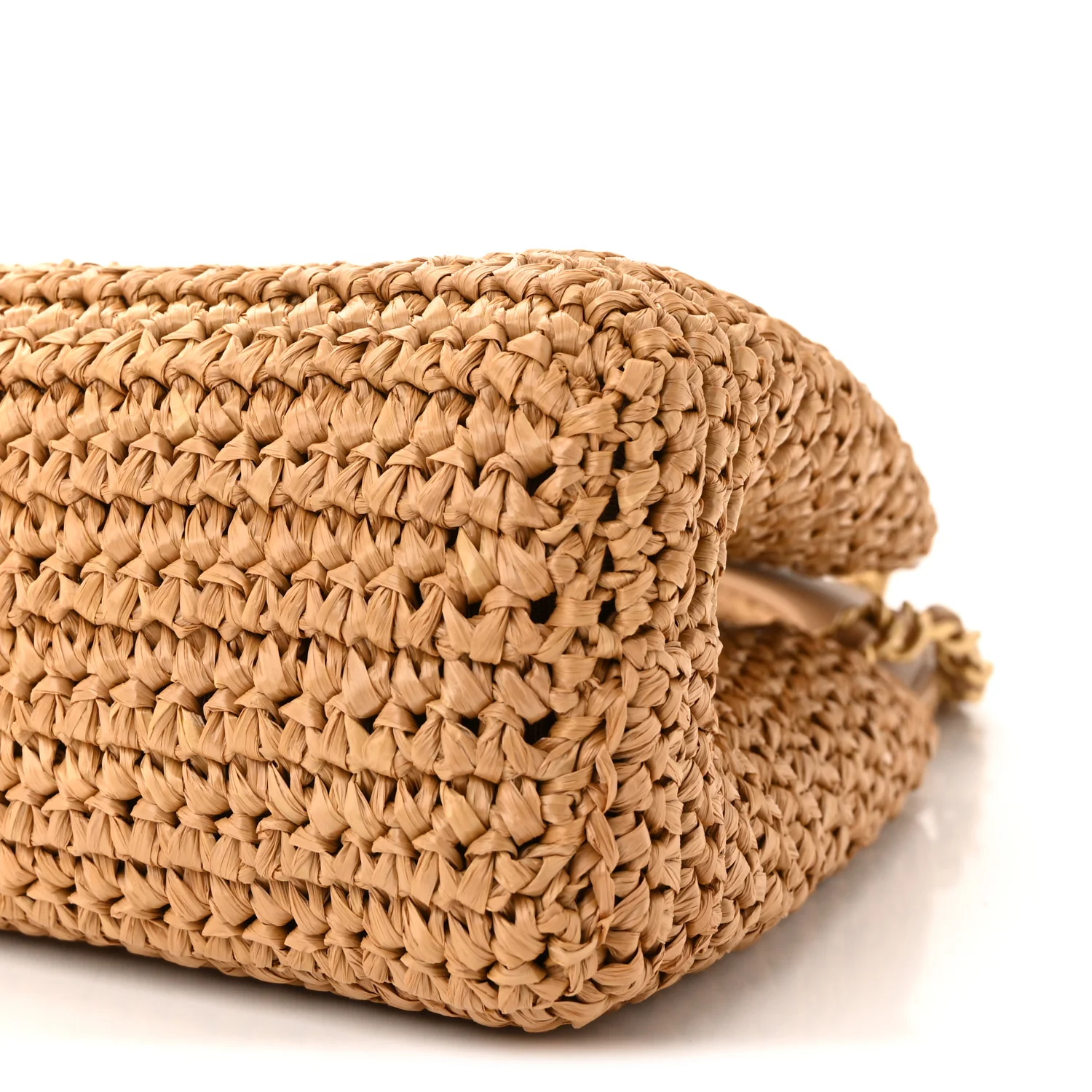 Braided Raffia Nano Kelly Flap Bag Dark Beige - Image 10