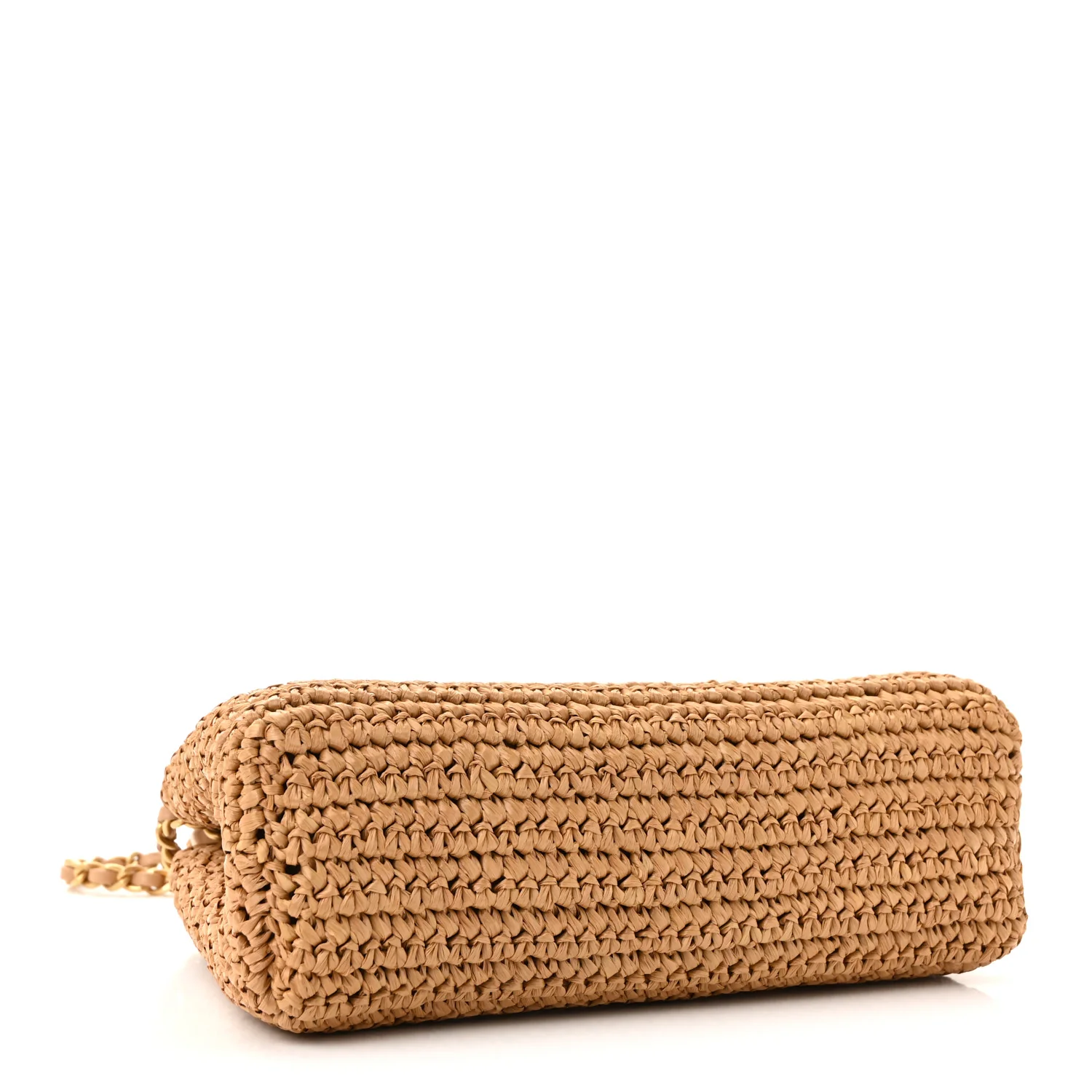 Braided Raffia Nano Kelly Flap Bag Dark Beige - Image 4