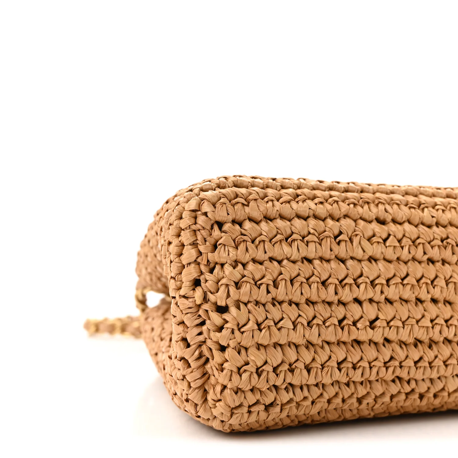 Braided Raffia Nano Kelly Flap Bag Dark Beige - Image 9