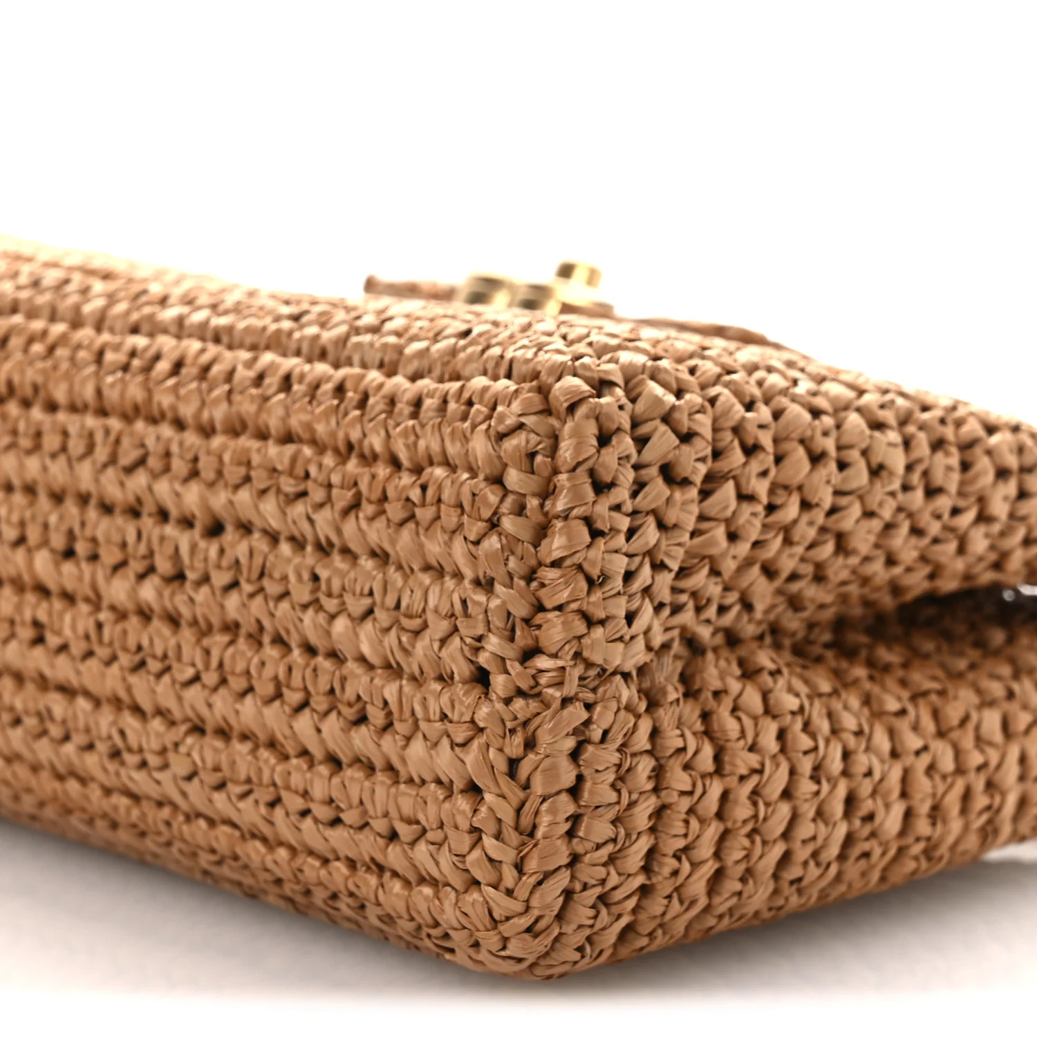 Braided Raffia Nano Kelly Flap Bag Dark Beige - Image 10