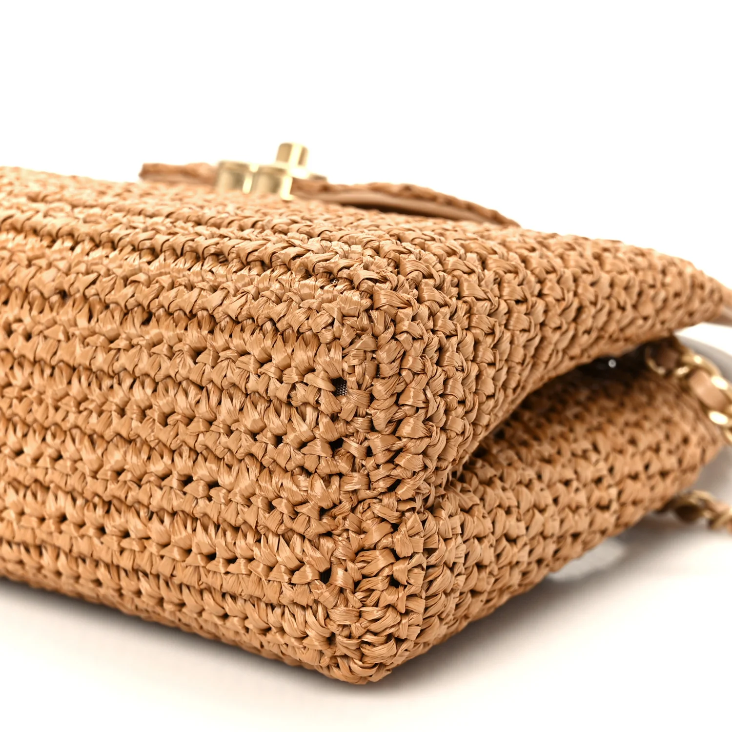 Braided Raffia Nano Kelly Flap Bag Dark Beige - Image 10