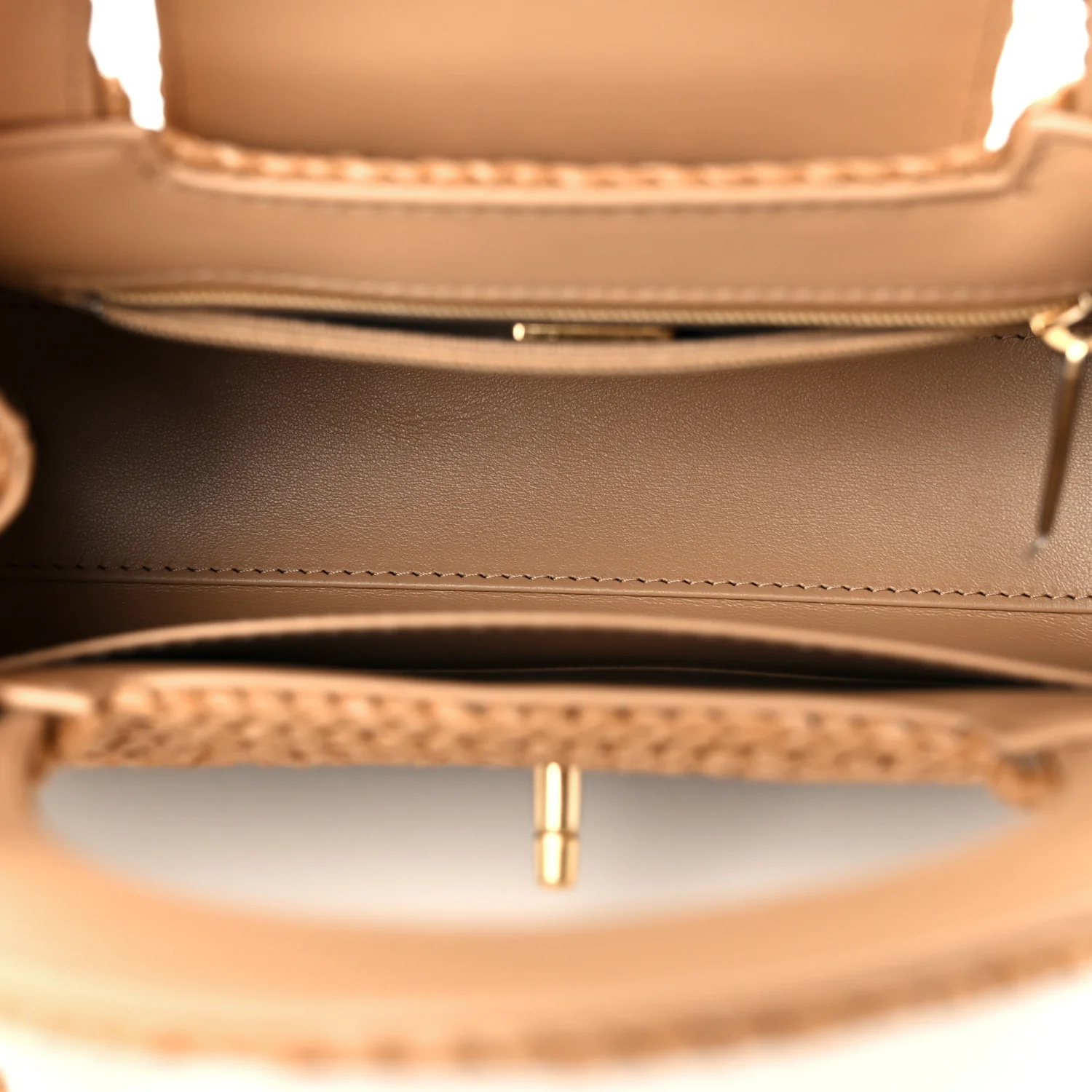 Braided Raffia Nano Kelly Flap Bag Dark Beige - Image 5