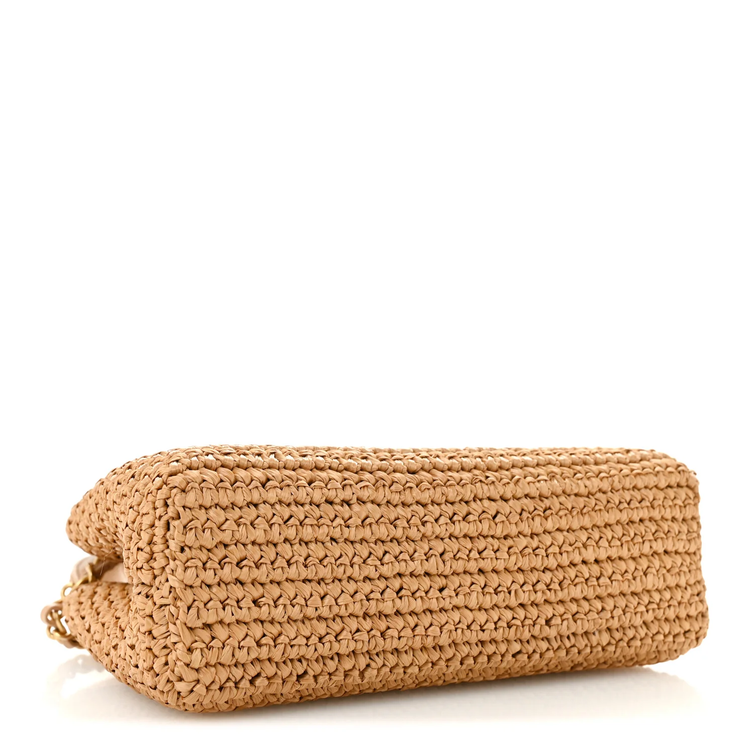 Braided Raffia Nano Kelly Flap Bag Dark Beige - Image 4