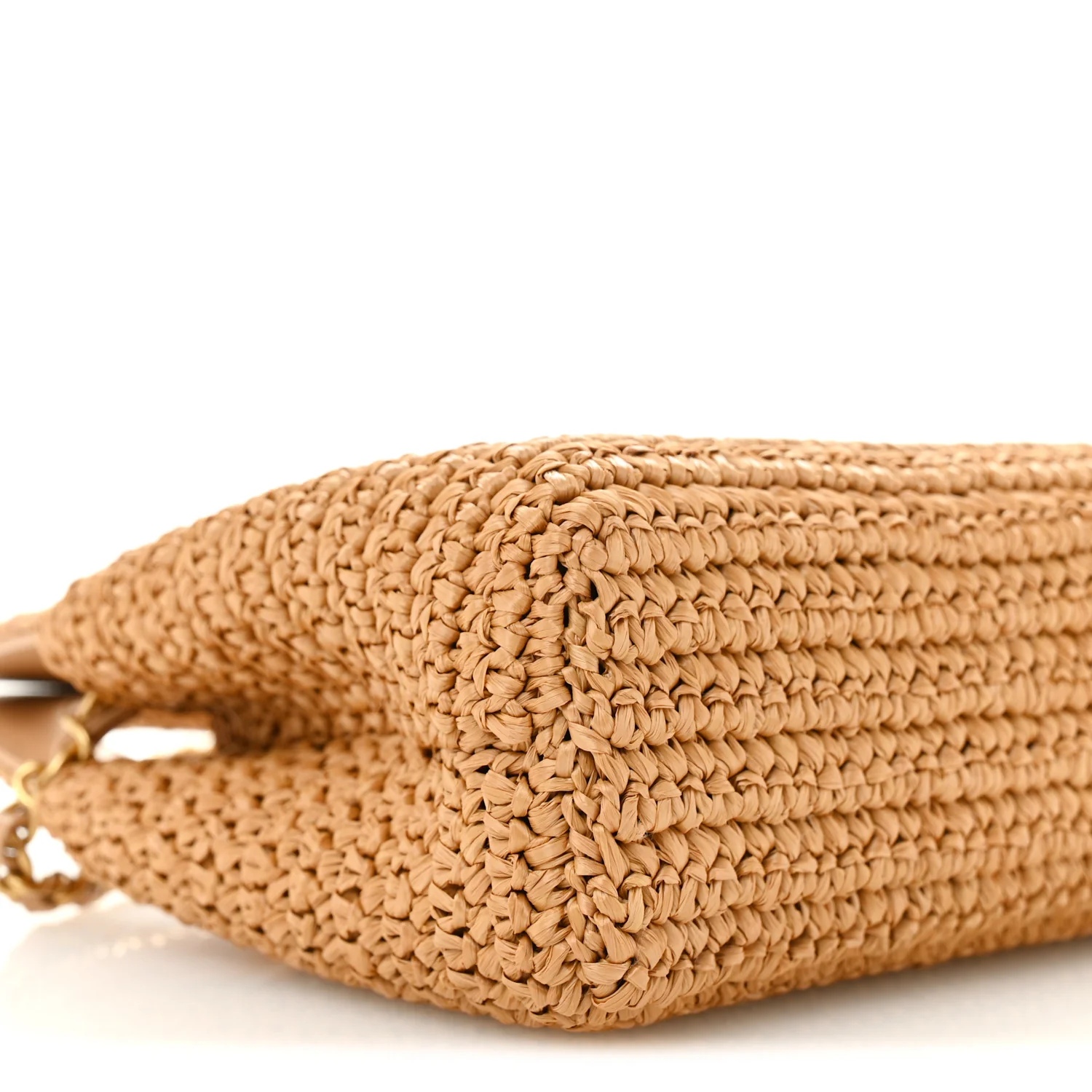 Braided Raffia Nano Kelly Flap Bag Dark Beige - Image 9