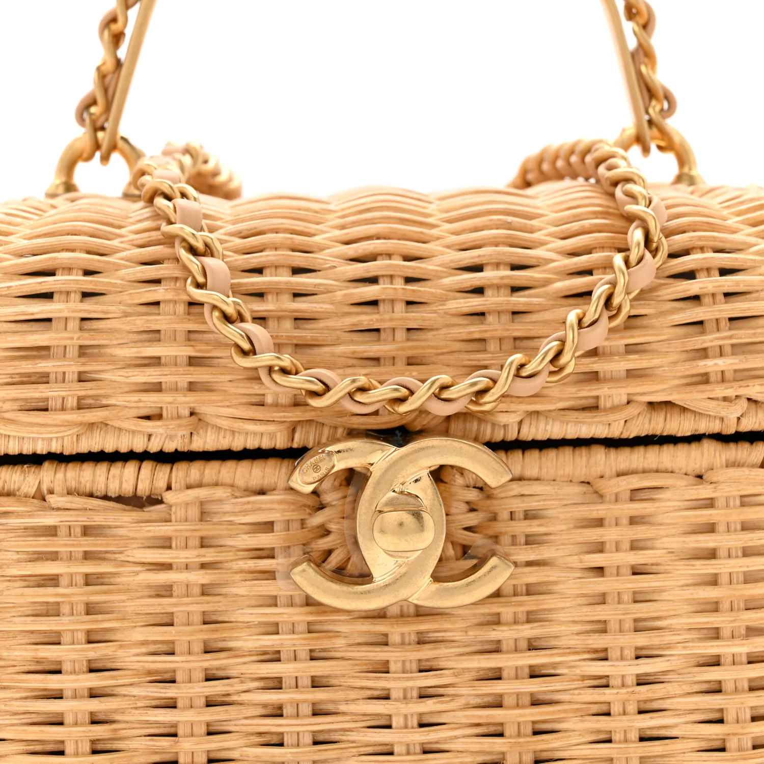 Braided Rattan Top Handle Vanity Case Beige - Image 7