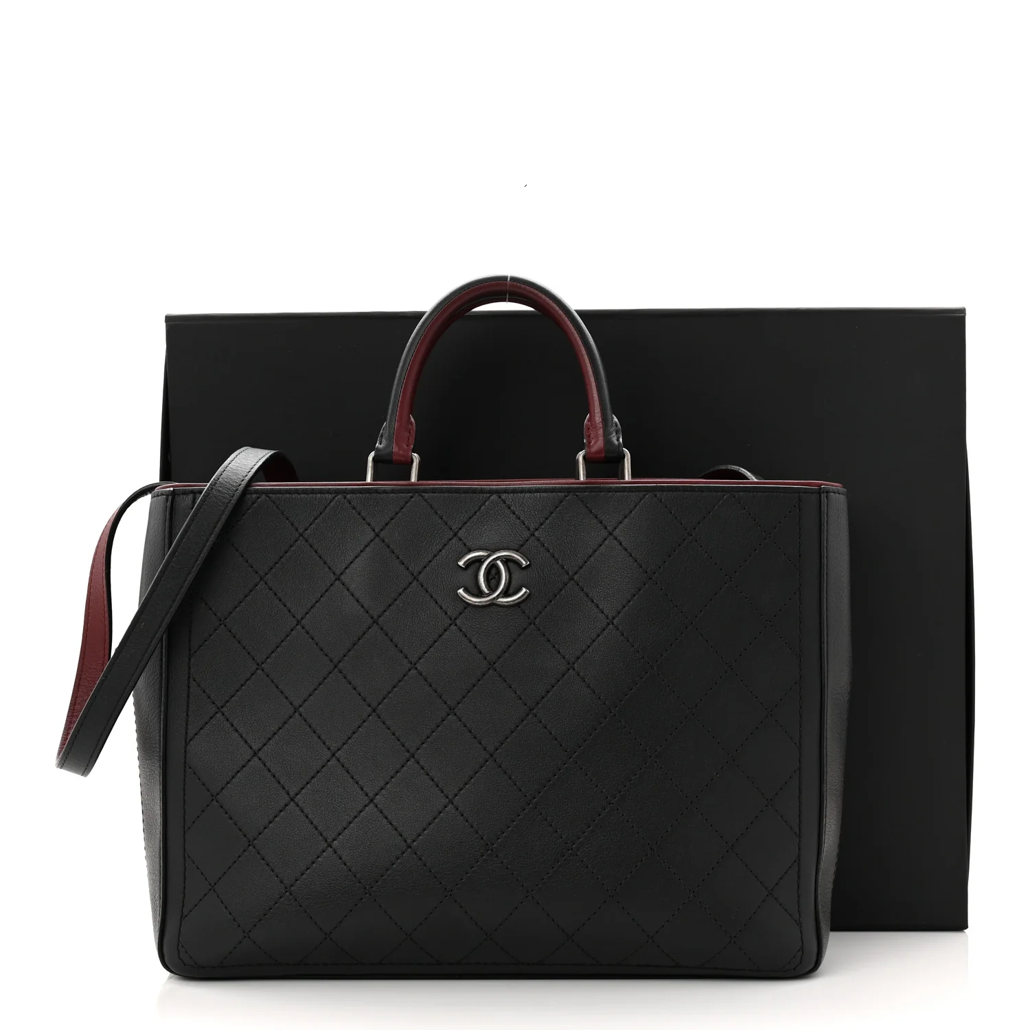 Bullskin Stitched Bi-Color Large Shopping Black - Image 11