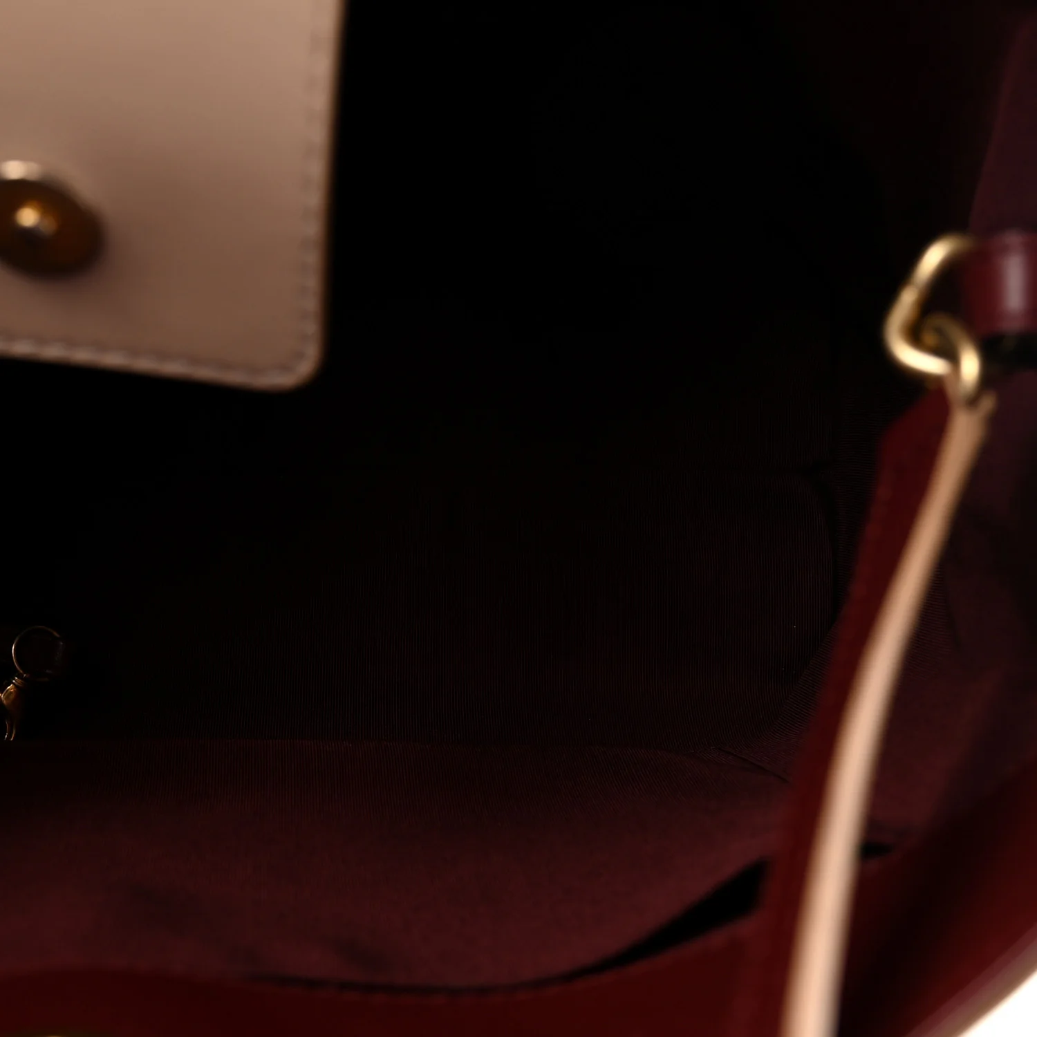 Bullskin Stitched Bi-Color Large Shopping Tote Beige Burgundy - Image 5