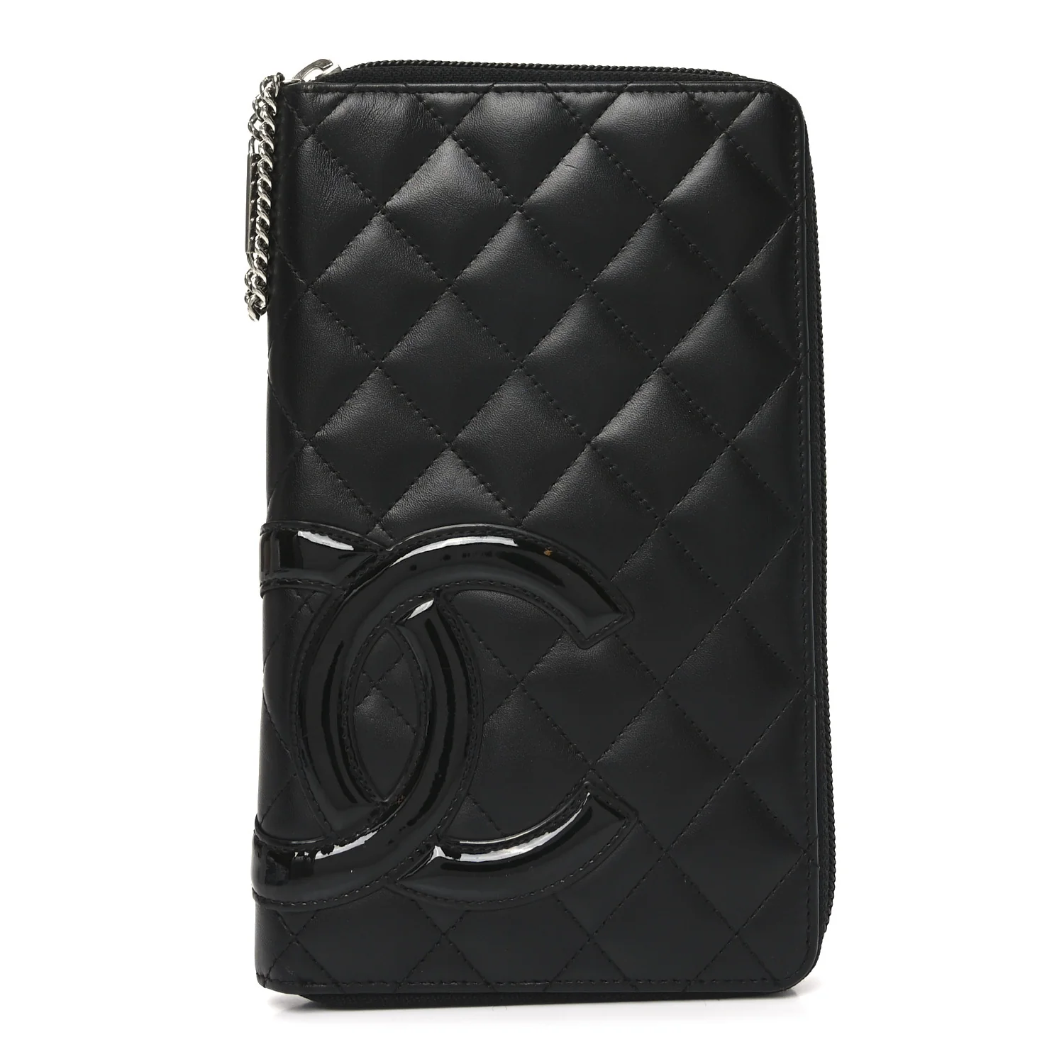 Calfskin Cambon Zip Around Organizer Wallet Black