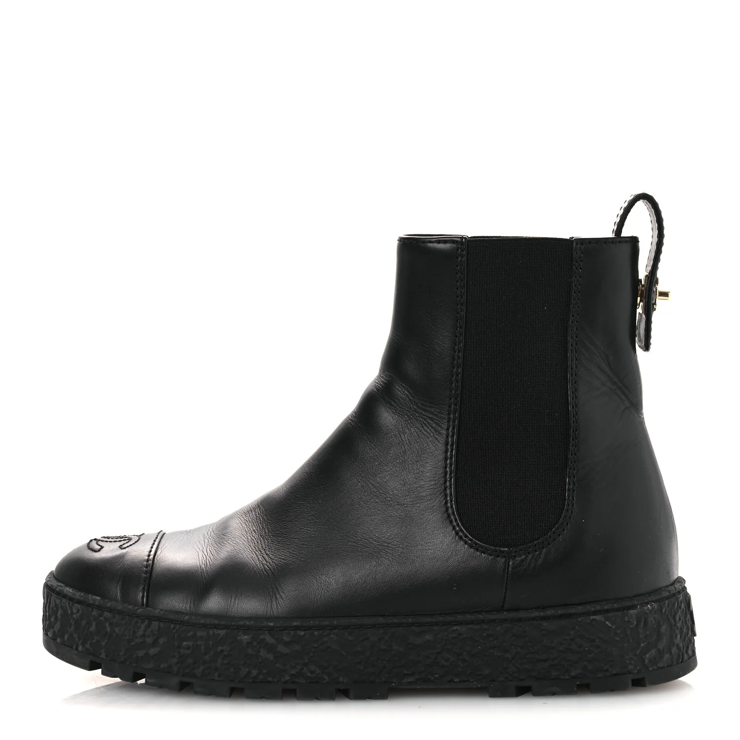 Calfskin Cap Toe CC Ankle Boots 38 Black