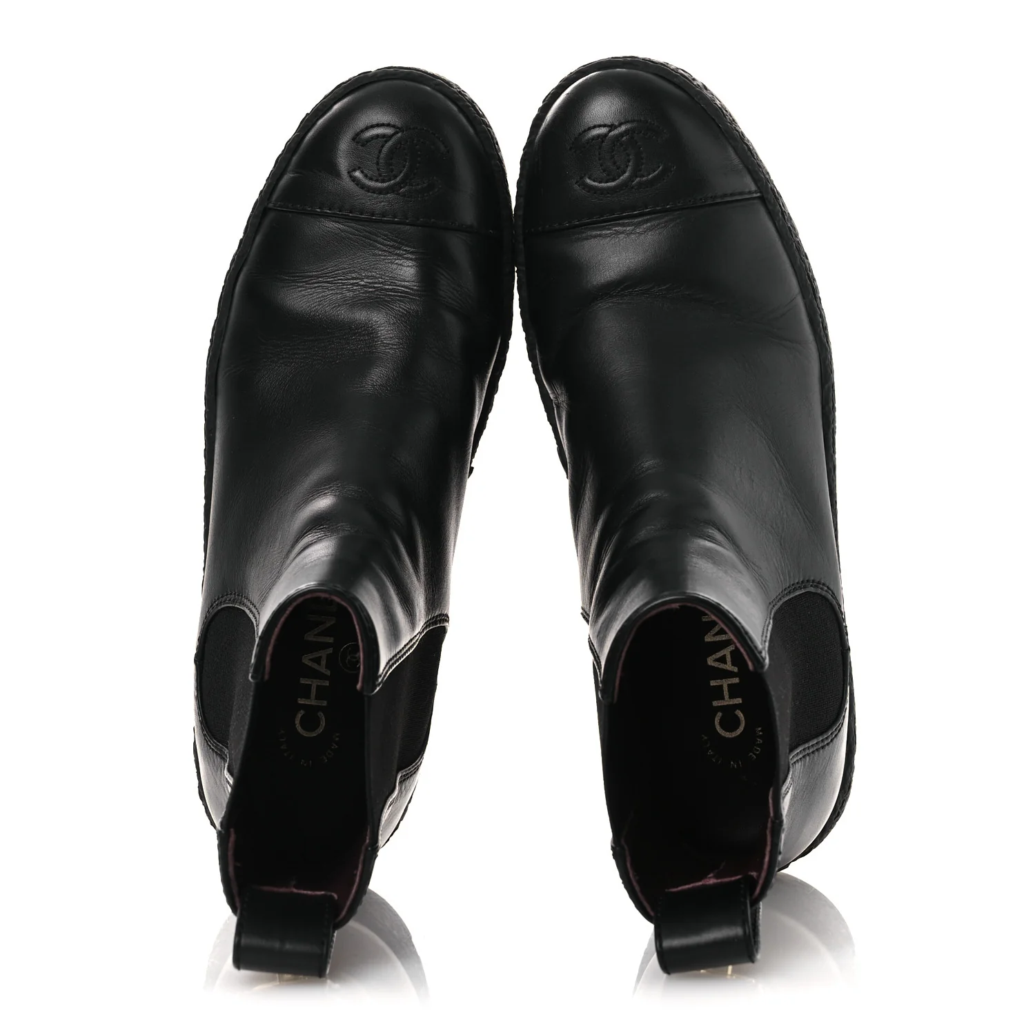 Calfskin Cap Toe CC Ankle Boots 38 Black - Image 2