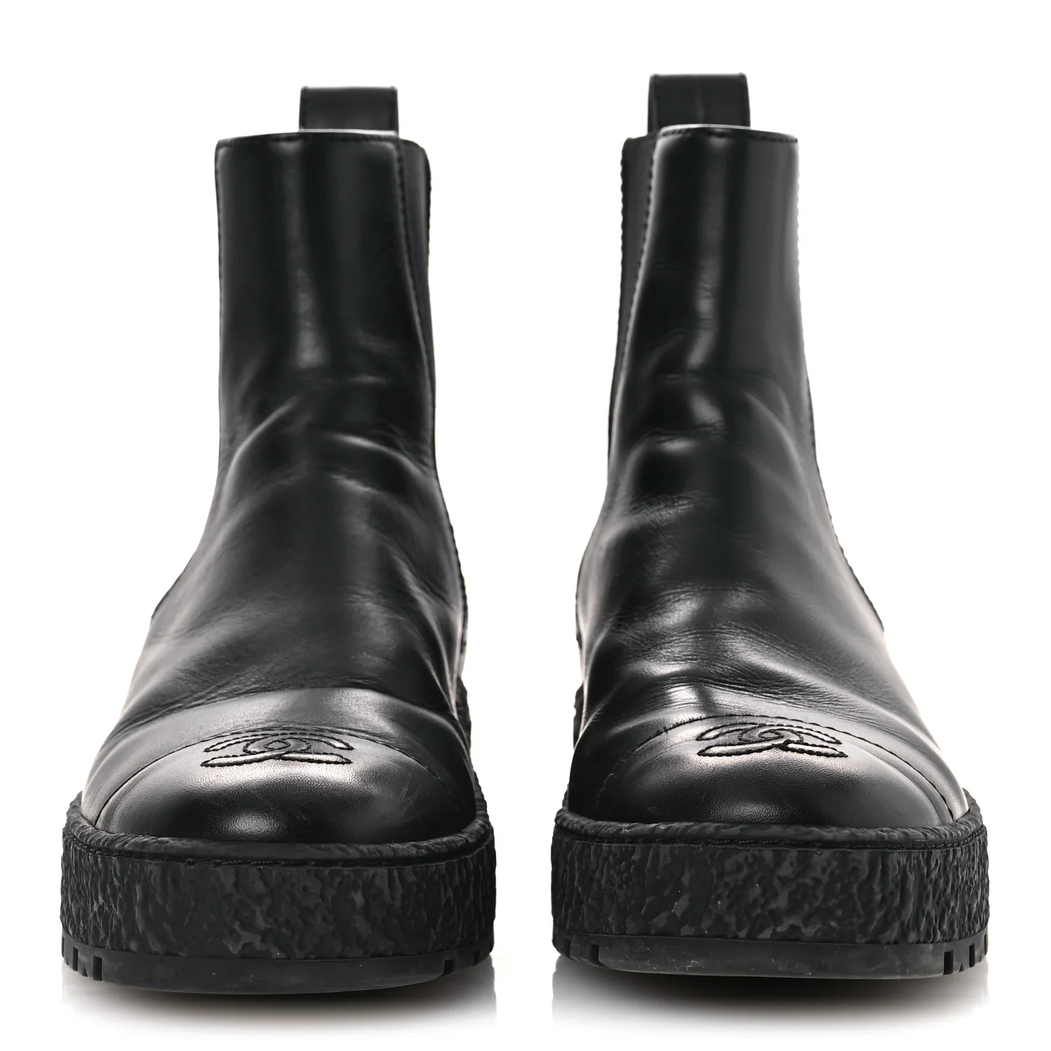 Calfskin Cap Toe CC Ankle Boots 38 Black - Image 3