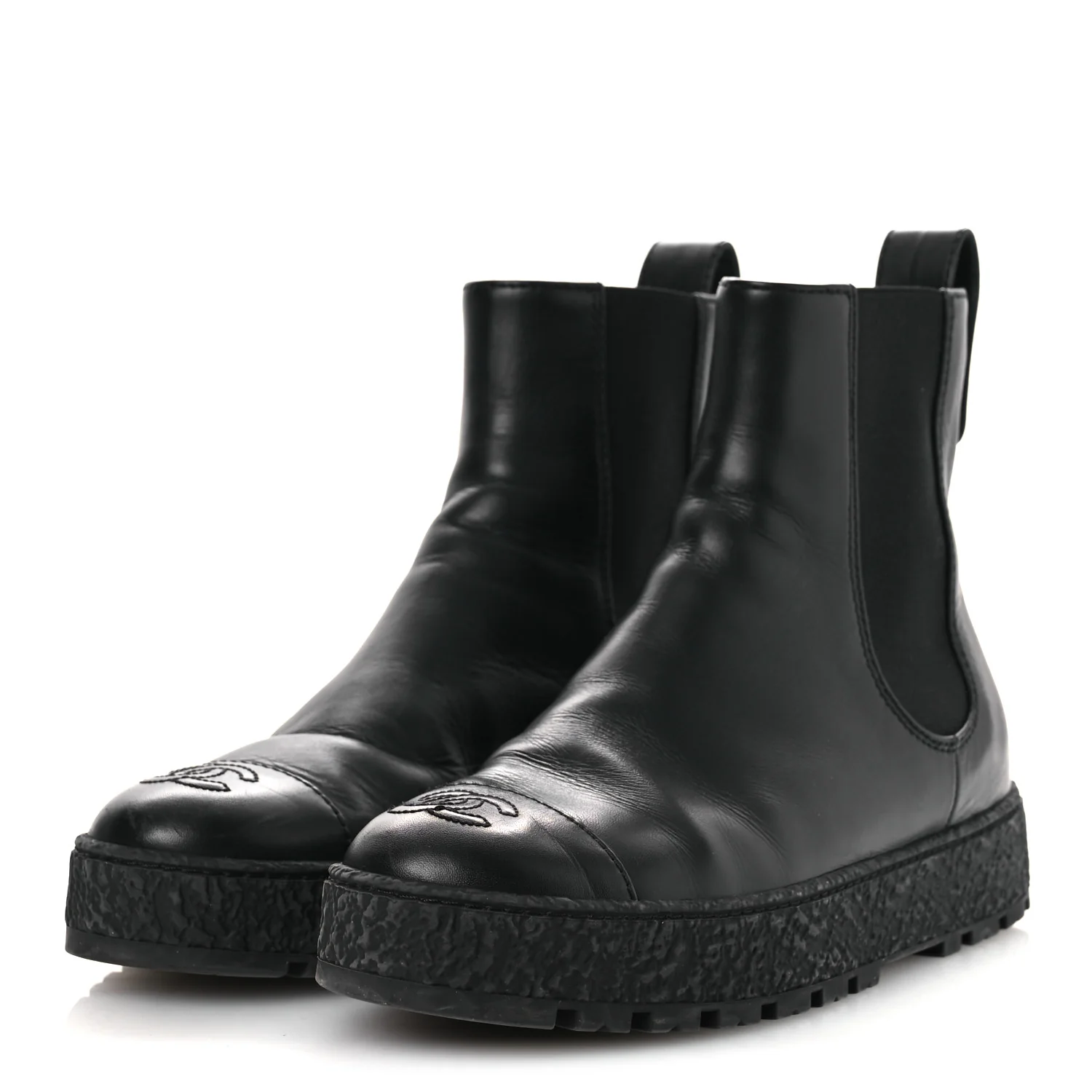 Calfskin Cap Toe CC Ankle Boots 38 Black - Image 4