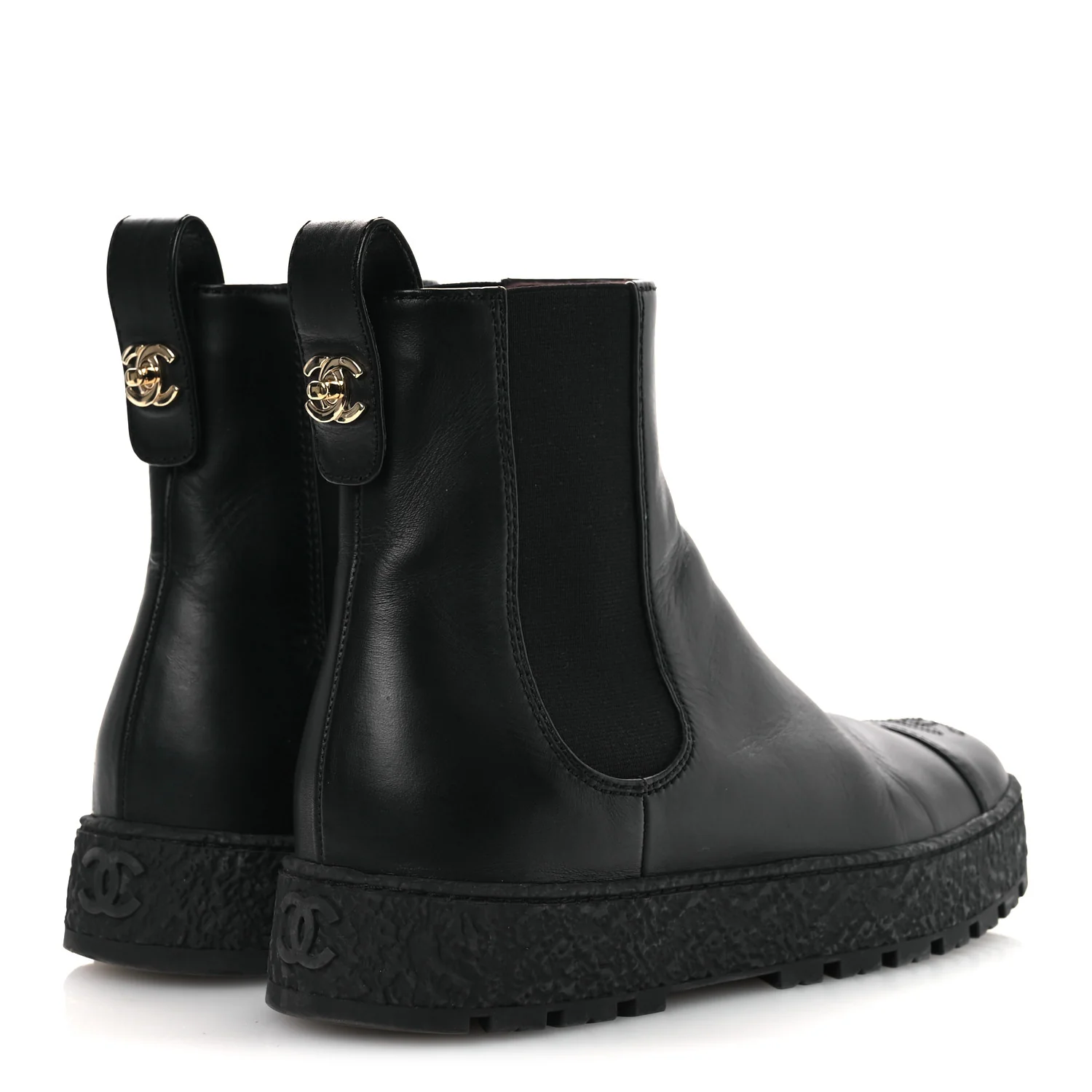 Calfskin Cap Toe CC Ankle Boots 38 Black - Image 5