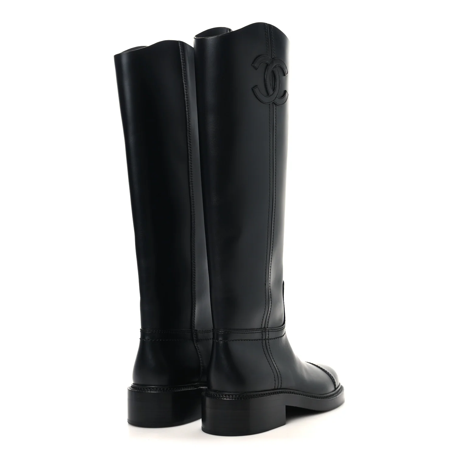 Calfskin Cap Toe CC Riding Boots 38.5 Black - Image 4