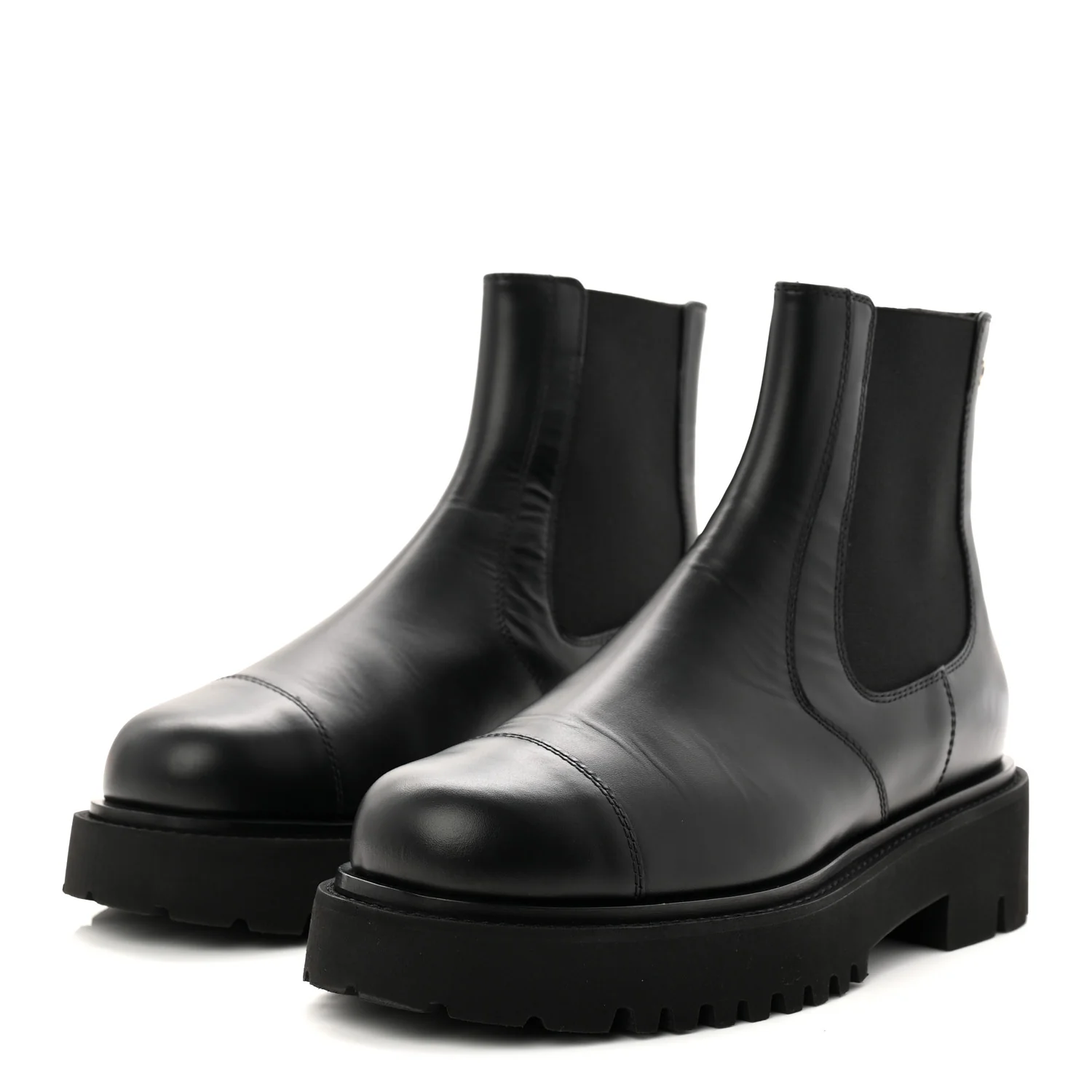 Calfskin Cap Toe CC Short Boots 39.5 Black - Image 4