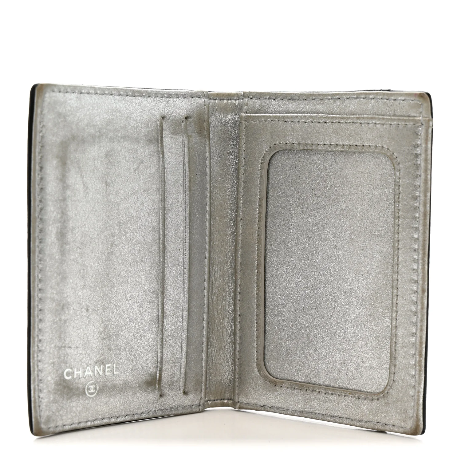 Calfskin Card Holder Black Silver - Image 5
