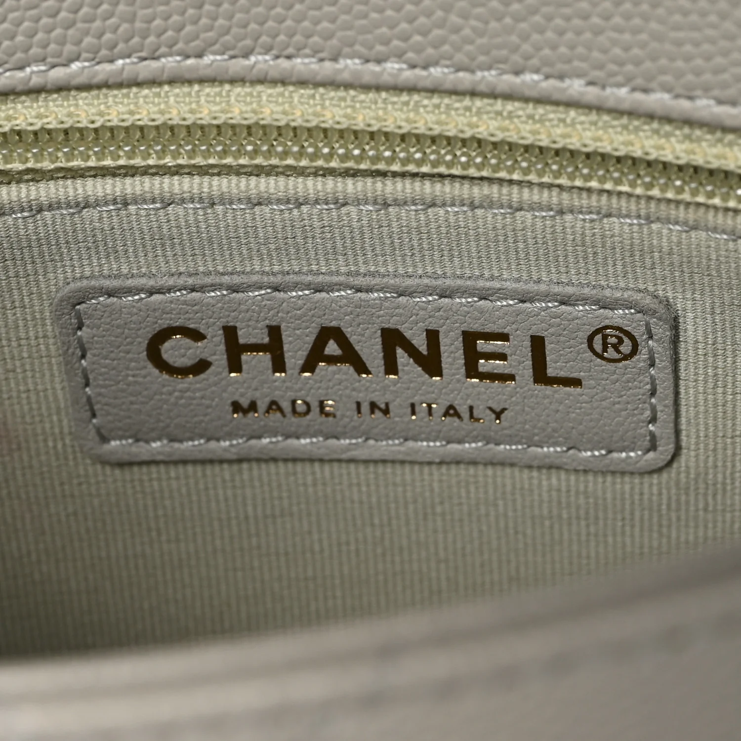 Calfskin Caviar Quilted Square Chain Flap Grey - Image 6