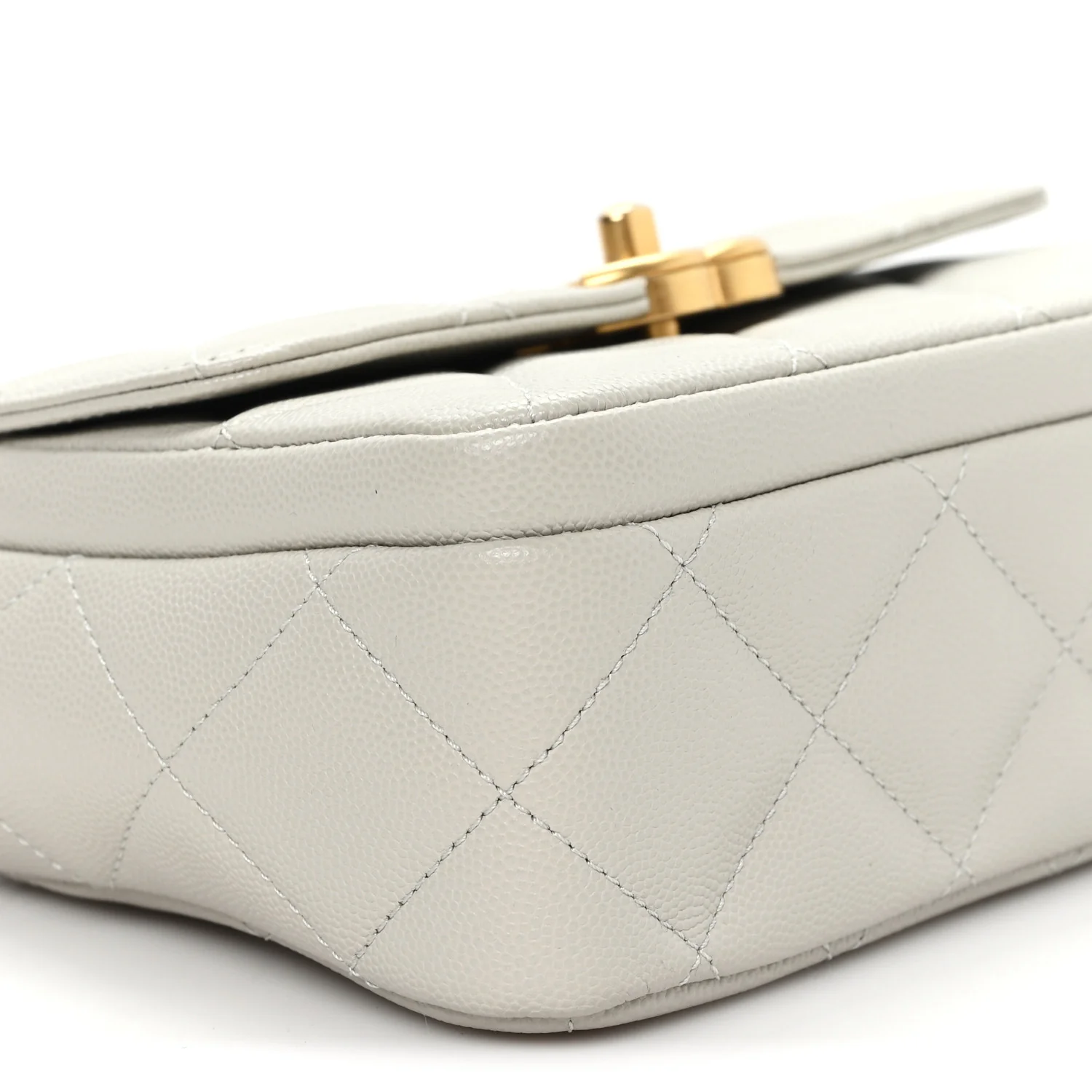 Calfskin Caviar Quilted Square Chain Flap Grey - Image 9