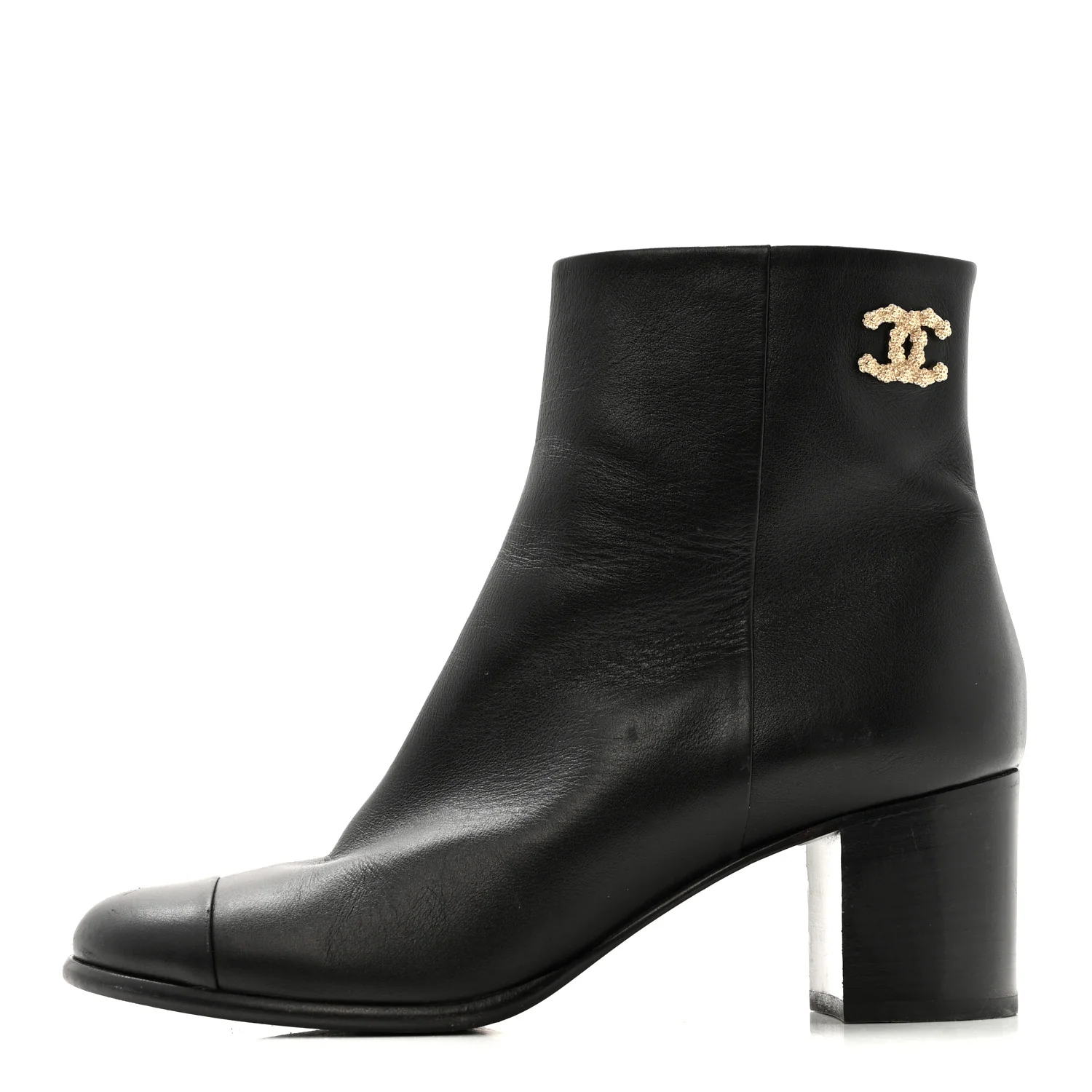 Calfskin CC Ankle Boots 38.5 Black