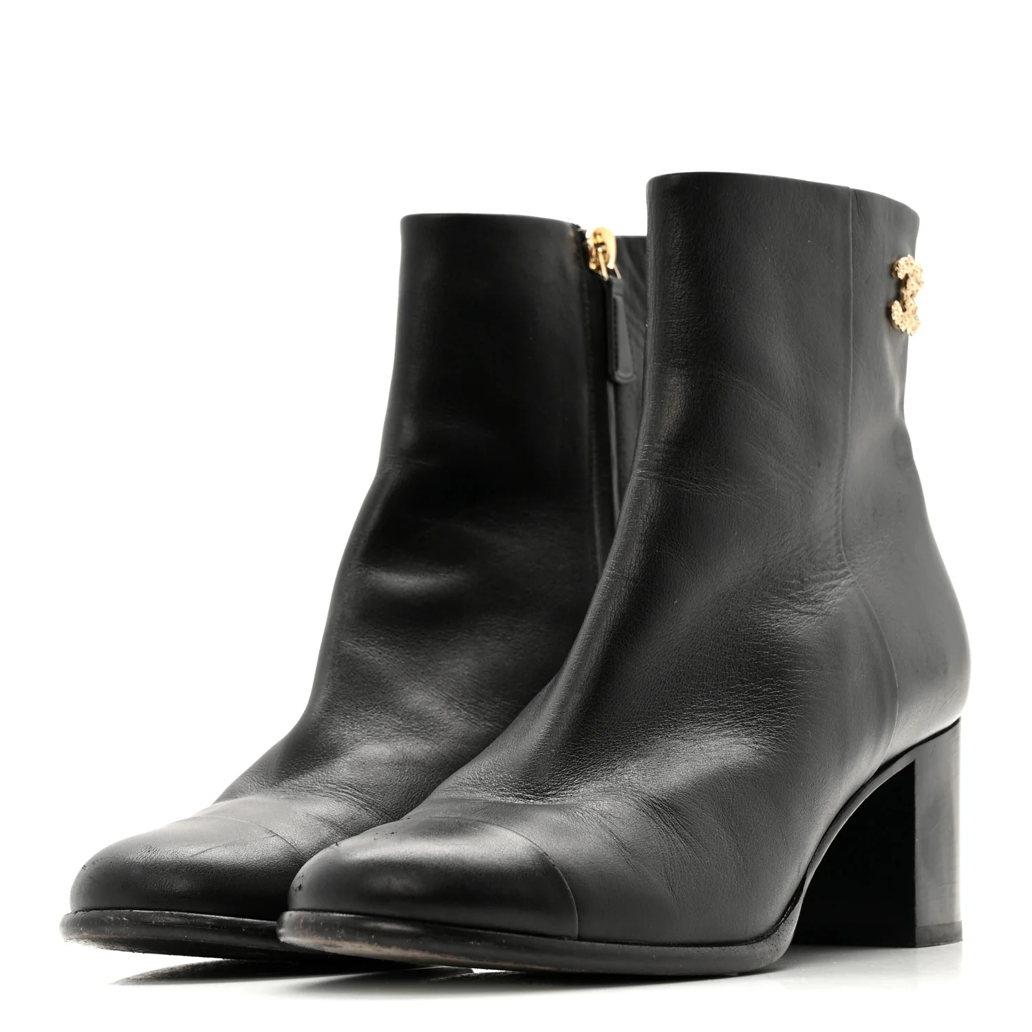 Calfskin CC Ankle Boots 38.5 Black - Image 10