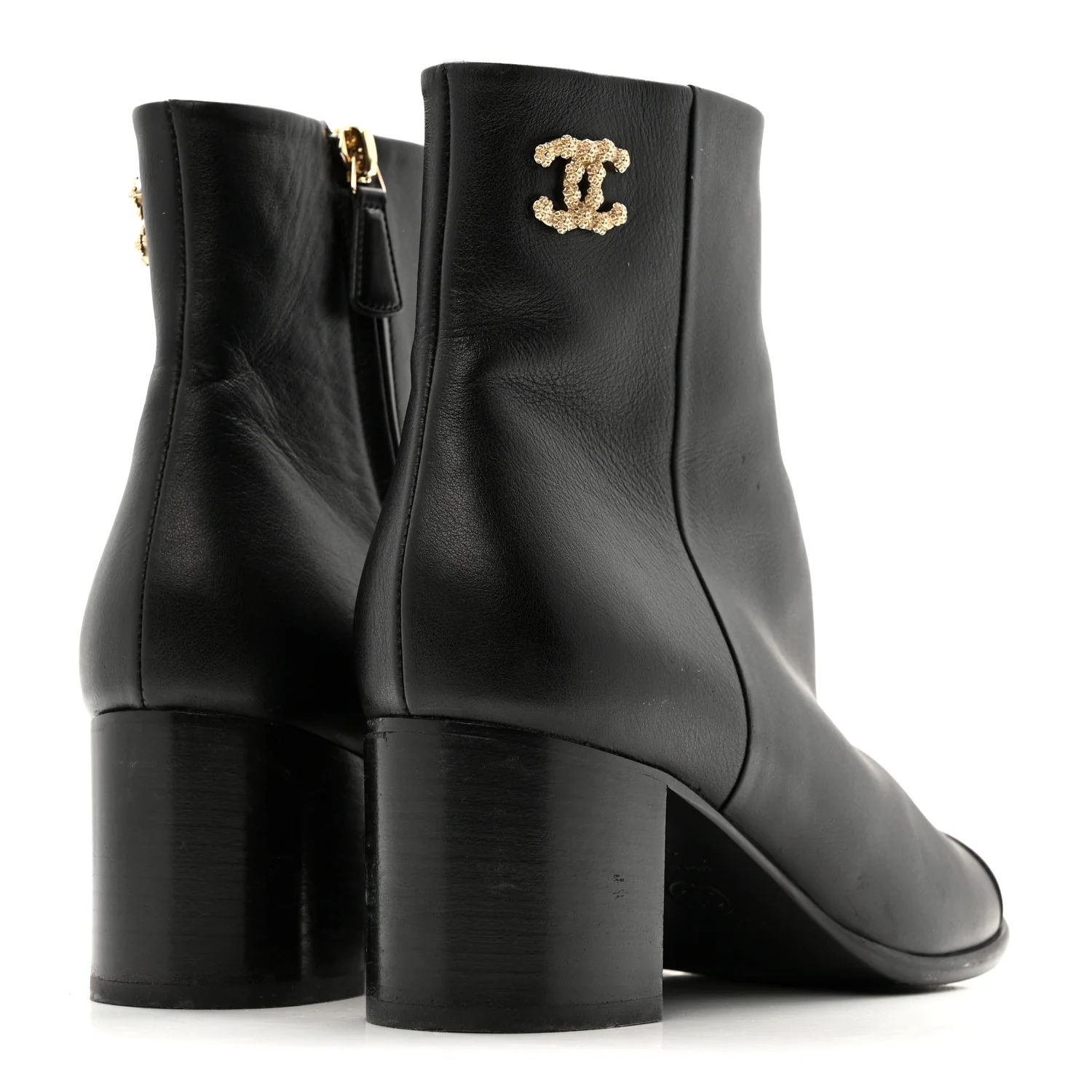 Calfskin CC Ankle Boots 38.5 Black - Image 12